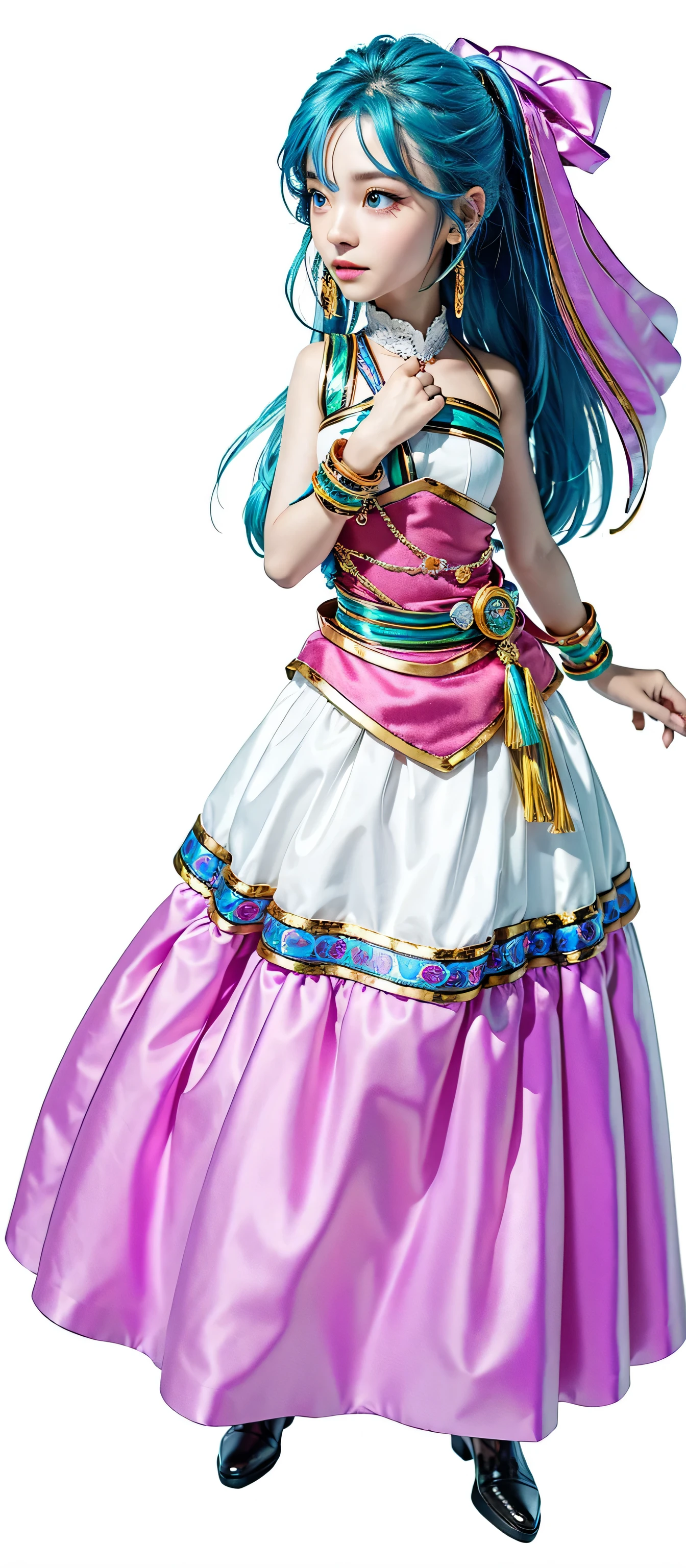 Please convert the following into a photorealistic image while preserving the essence of the illustration.: ultra-realistic capture, very detailed, High resolution 16K close-up of human skin. Skin texture must be natural, So much detail that you can see even your pores. skin should look healthy, with an even tone, illuminated by natural light and color, blue hair color, blue eyes