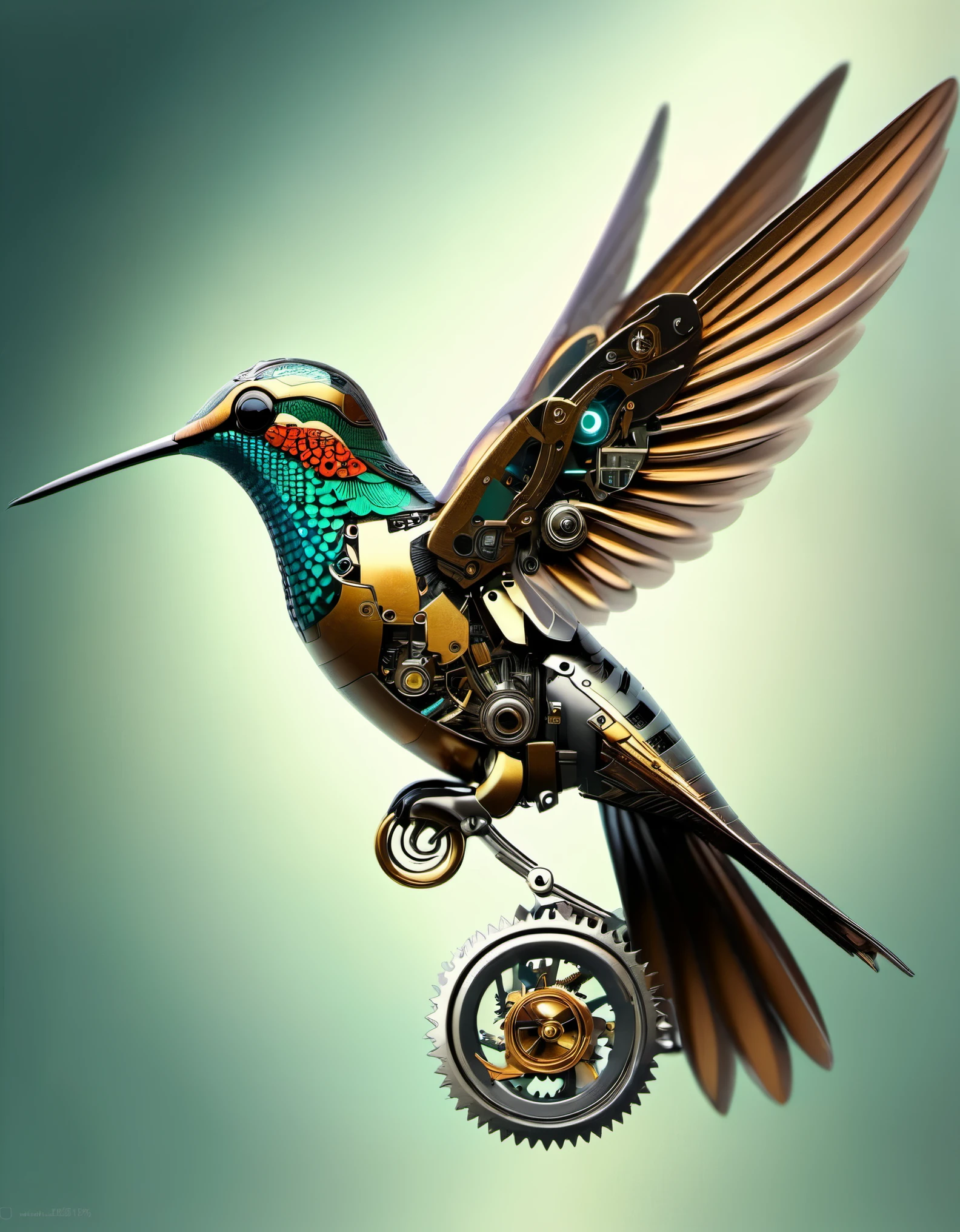 Precision Mechanical Hummingbird，future，fantasy，Steam cyberpunk