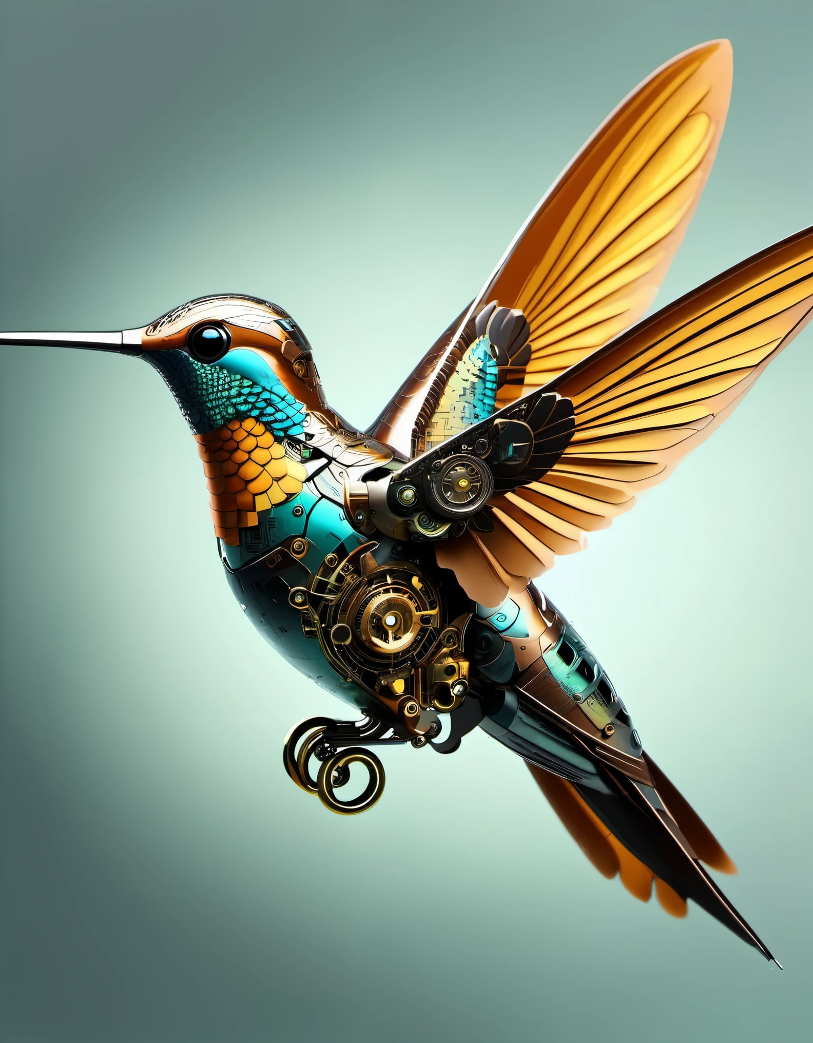 Precision Mechanical Hummingbird,future,fantasy,Steam cyberpunk,future宇宙