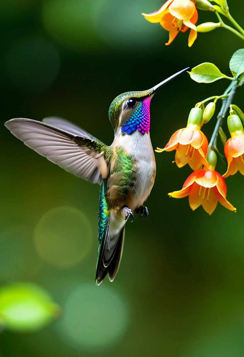 
         Hummingbirds are among the smallest birds in the world，它们的飞行速度和灵活性令人惊叹  迷人的飞行和beautiful色彩

         蜂鸟在空中舞动的优雅，They are nature’s precious gifts and beautiful movements.,ethereal beauty,Glowing intricate details，Sophisticated digital technology，Produce intricate details in captivating and imaginative works of art, masterpiece, beautiful. lifelike, 大師藝術masterpiece 照片质量.ultra high definition