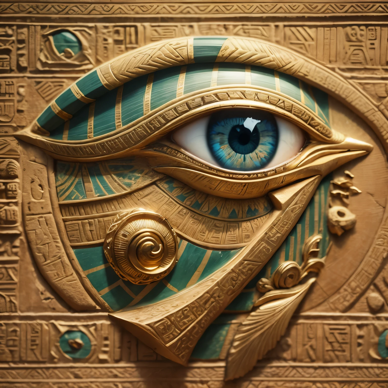 Ancient egypt, [[eye of horus]], an eye carved, intricated details, very detailed, olho no centro da imagem, 