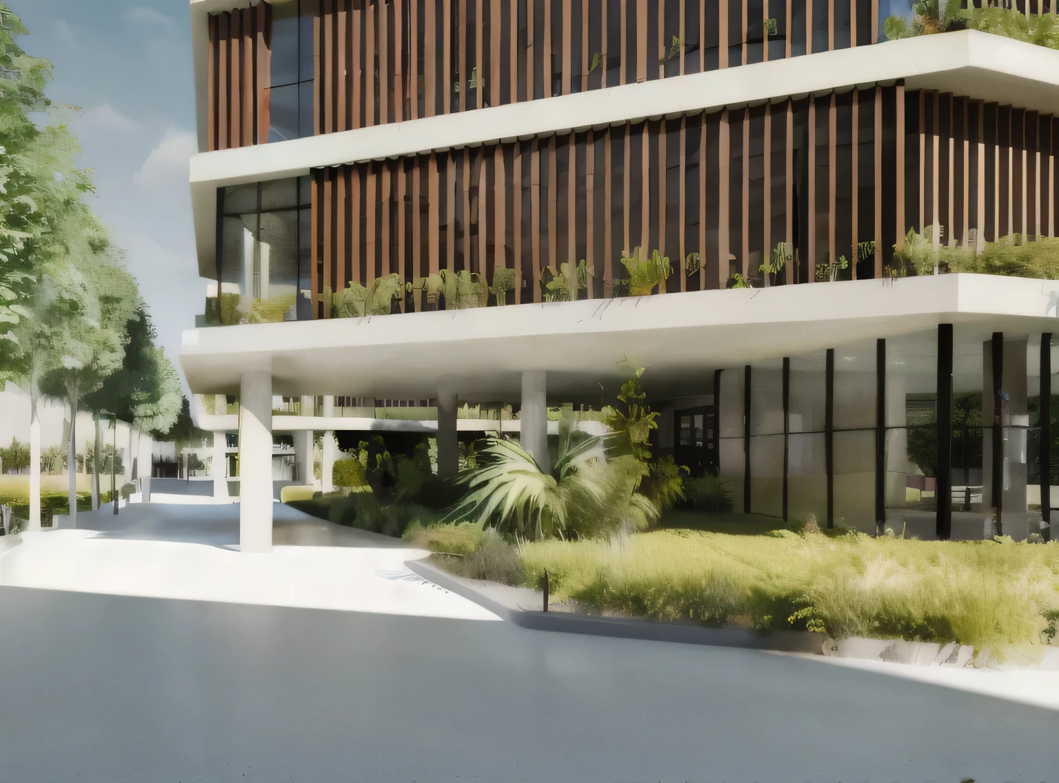 rendering of a modern office building with a large courtyard, architectural render, low angle dimetric rendering, wide angle exterior 2022, professional render, architectural 3 d render, architectural visualization, lumion render, architectural visualisation, architecture render, rendered in lumion pro, highly photographic render, highly detailed render, render corona, realistic physical rendering, architectural rendering