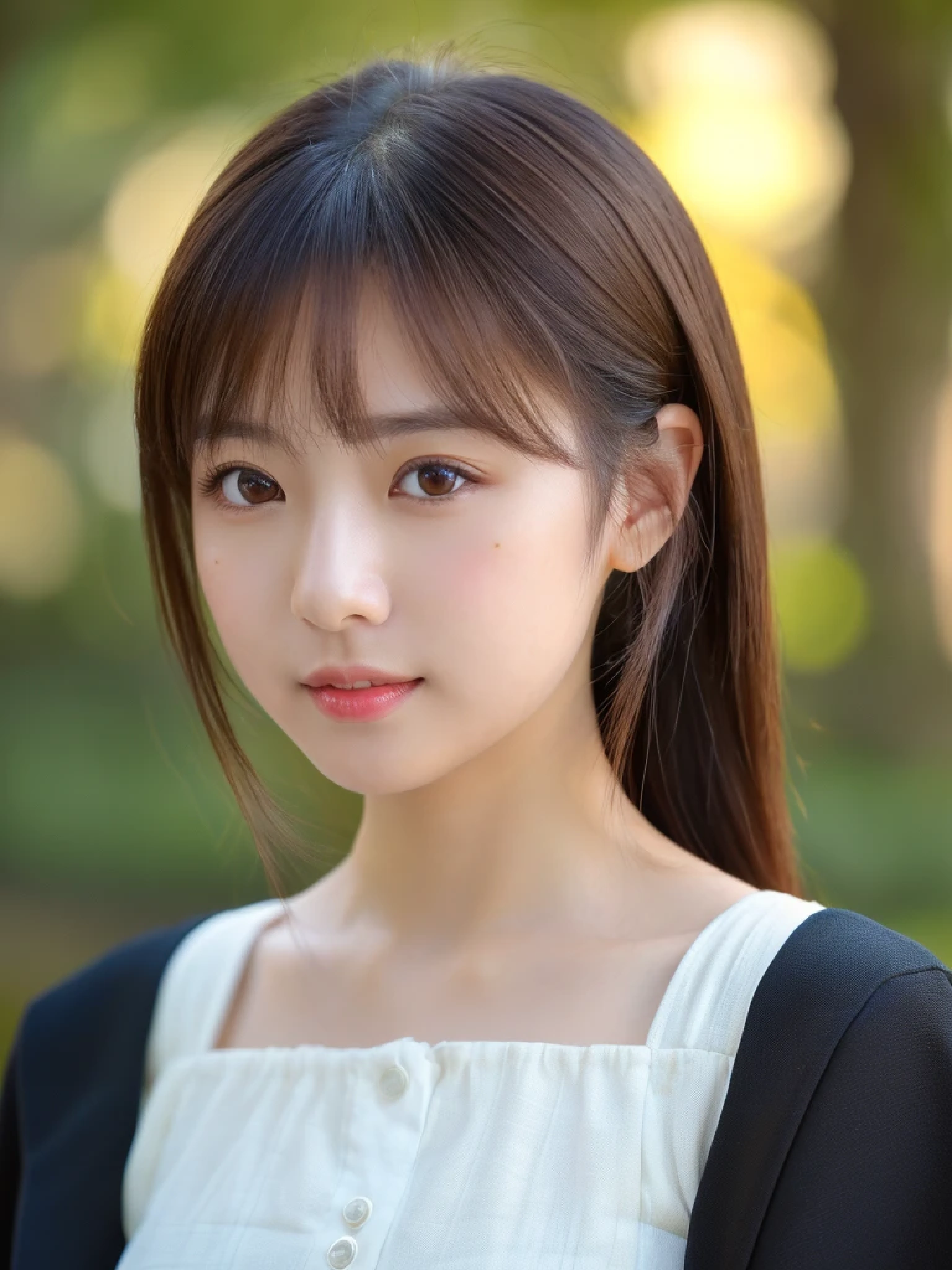 ((cute日本の女の子、beautiful japanese girl、1 girl、19 years old、ponytail、Highly detailed face and skin texture、super detailed face、highly detailed eyes、Lee Hong、blush、close-up of woman、front、 from the neck up、cute、Highly detailed face and skin texture、smooth white skin、Transparent skin texture、))、(dark brown hair)、looking at camera、sharp focus:1.2、beautiful woman with perfect style:1.4、japanese model、young gravure idol、若いcuteグラビアアイドル、Realistic young gravure idol、sophisticated gravure idol、((highest quality、8k、masterpiece:1.5、1photograph))、(4k、RAWphotograph、highest quality)、Place a person on the other side of the screen、Natural light、professional lighting、(realistic、フォトrealistic:1.5)、