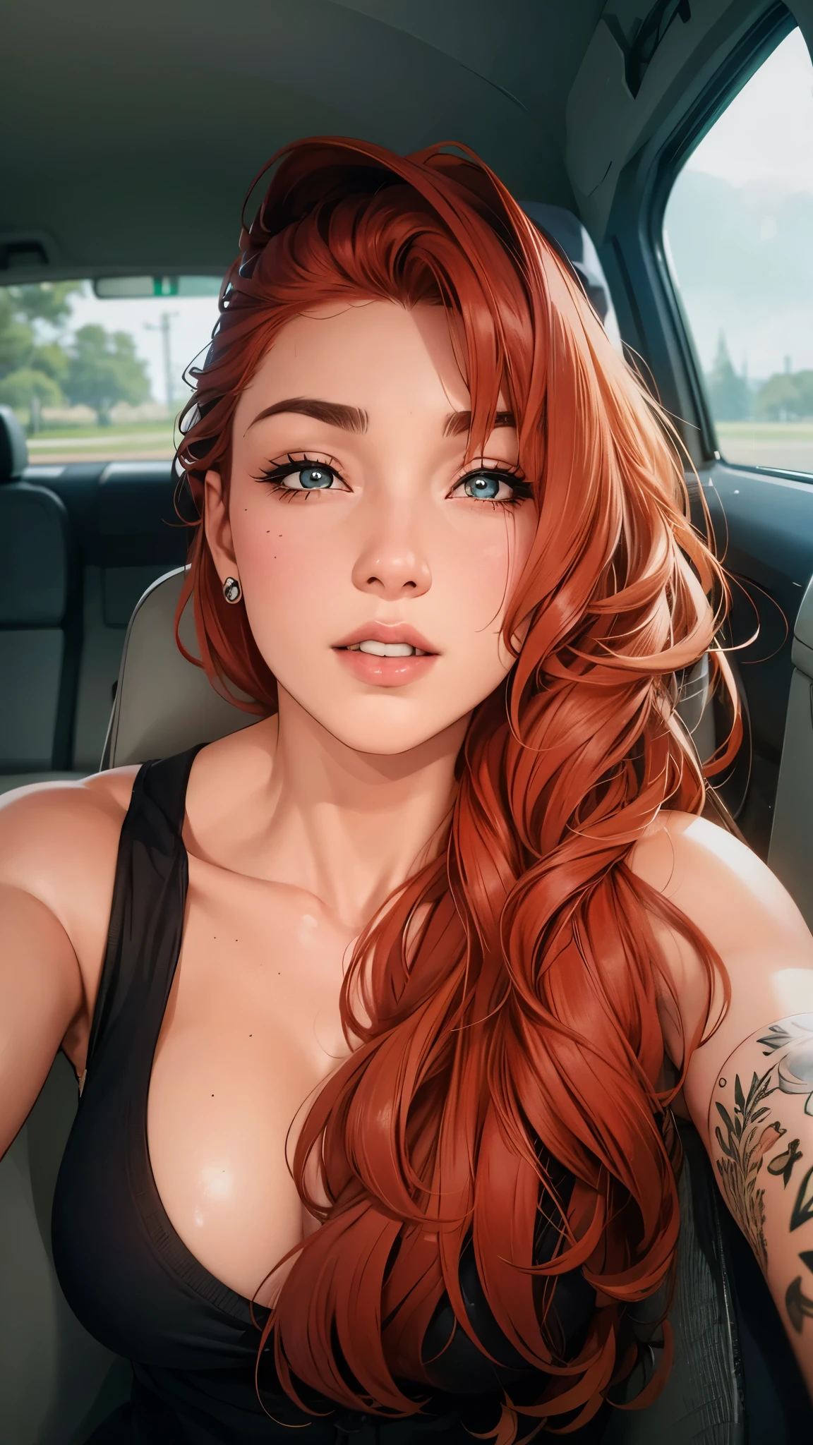 Uma Mulher, linda, extremamente realista, sexy, ruiva, cabelo vermelho,