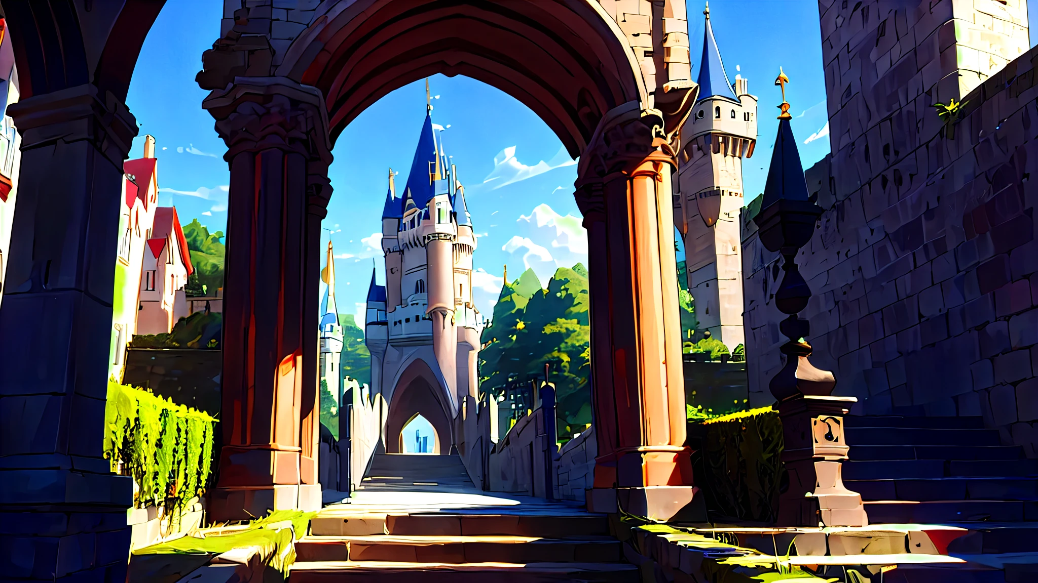 The corner of the castle gate near the high