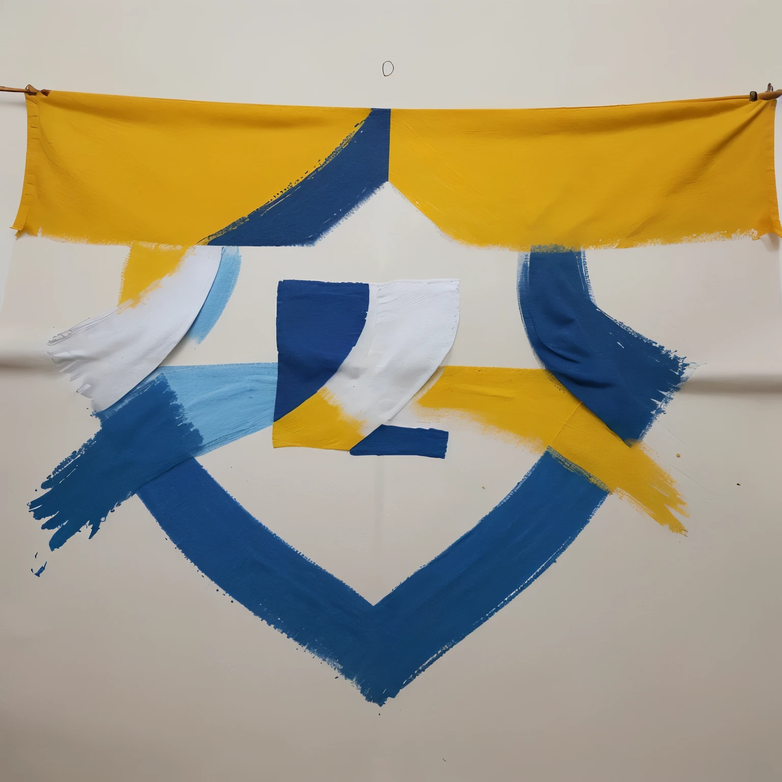 Crea solo una bandera de colegio de color amarillo, azul y blanco