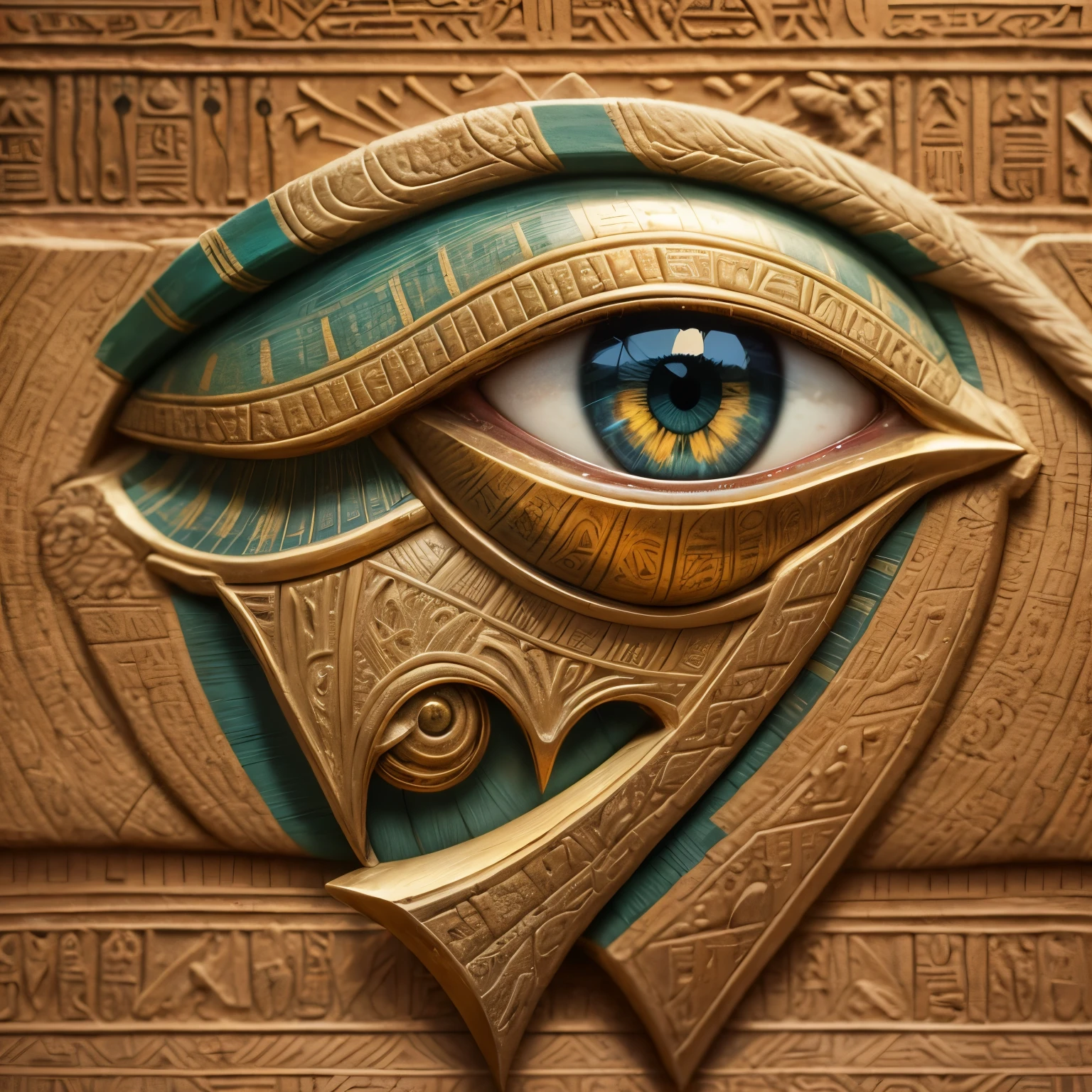 Ancient egypt, [[eye of horus]], an eye carved, intricated details, very detailed, olho no centro da imagem, 