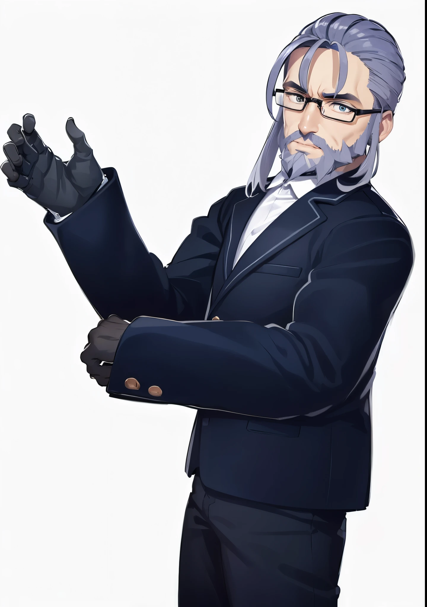 elder,all back,suit,glasses,beard,,4k,8k,highest quality