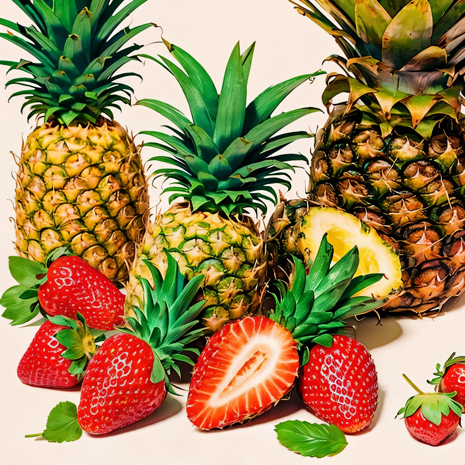 Pineapple and strawberry illustration