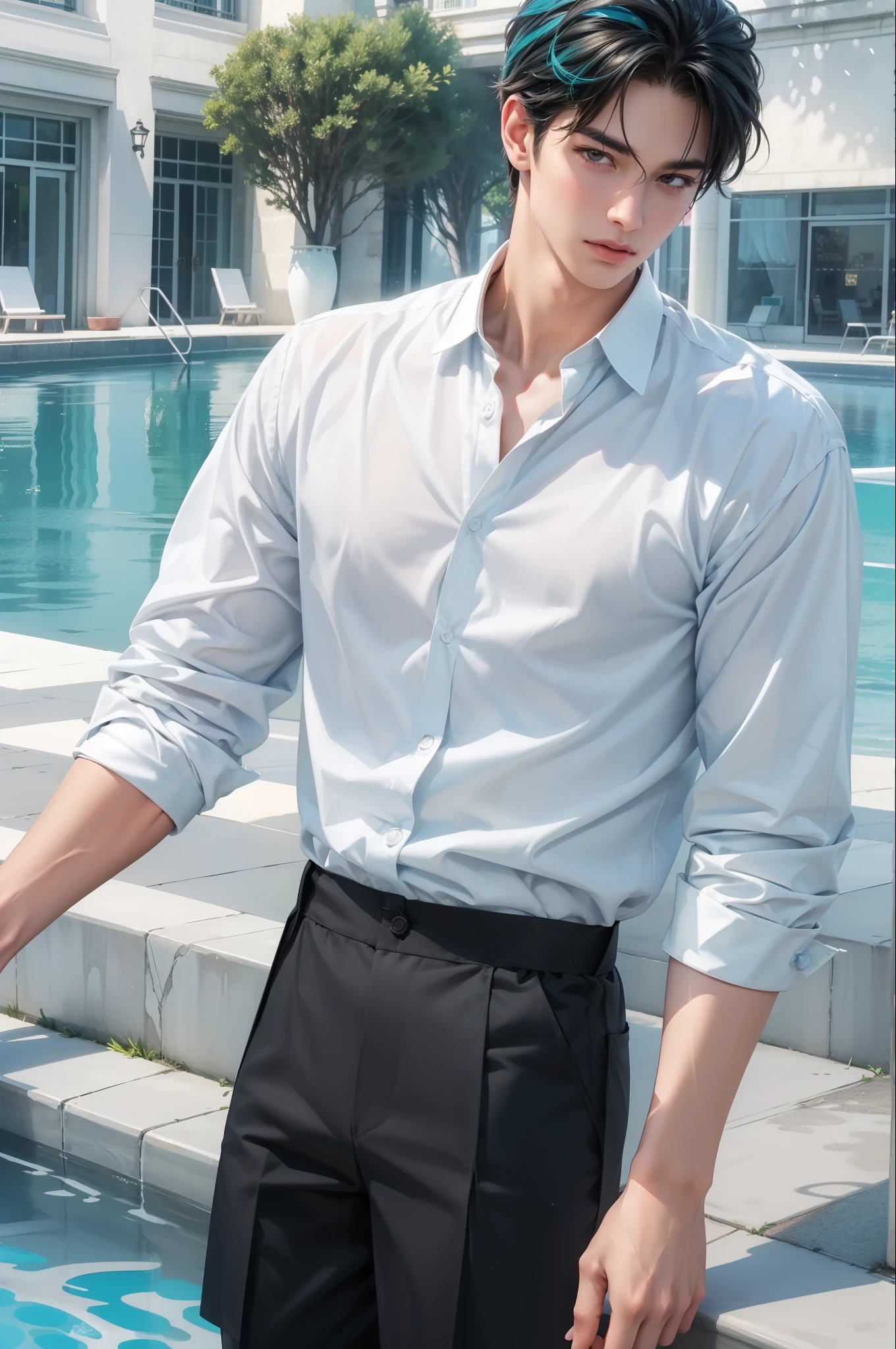 ((Best quality)), ((masterpiece)), (detailed), ((perfect face)), ((halfbody)) perfect proportions , colorful vibe ((perfect face)) detailed scenery background