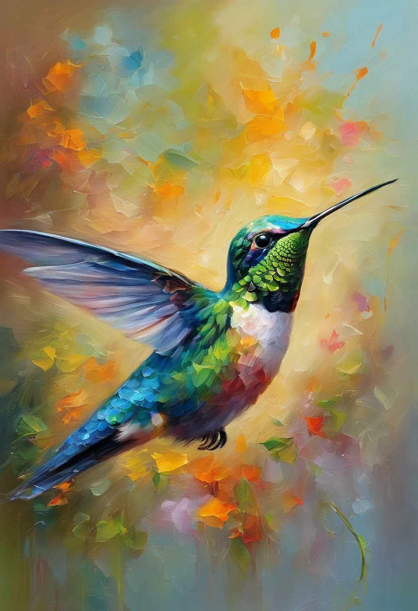 Charming and magical, the elf-like presence of the hummingbird is breathtaking with its tiny body and graceful flight. The hummingbird is one of the smallest birds in the world.,Their unique appearance and way of flying give the feeling of a small miracle with their sparkling colors, Very detailed, Beautiful color detail art, The mysterious atmosphere of intricate light and shadow art,
cleverly illuminate, Soft colors 4k highly detailed digital art,fantasy art behavior,surreal