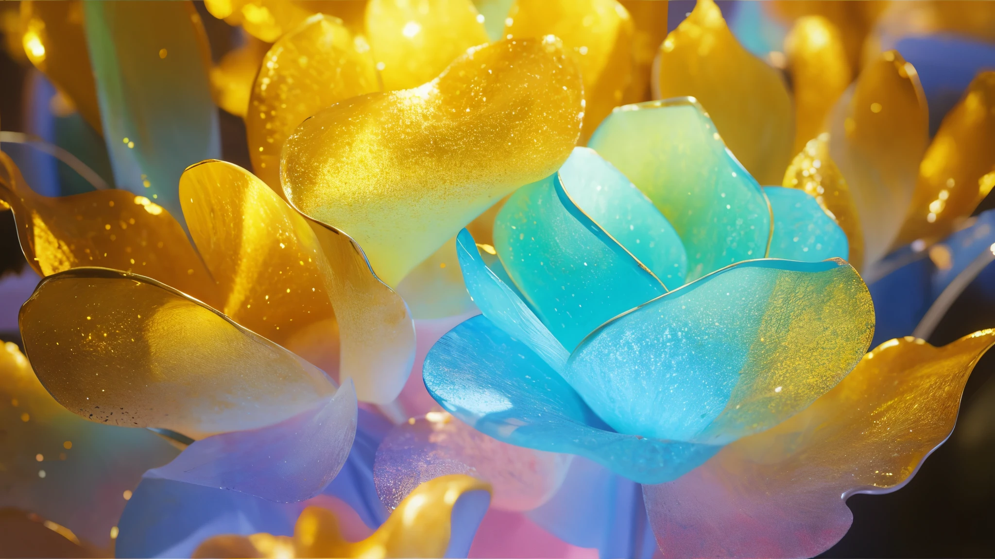 simple art, abstract painting,gold,color,Super detailed,sol glass,glass texture、Translucent,Spectral light, 渐变半Clear glass璃熔体, Caustics, Clear glass