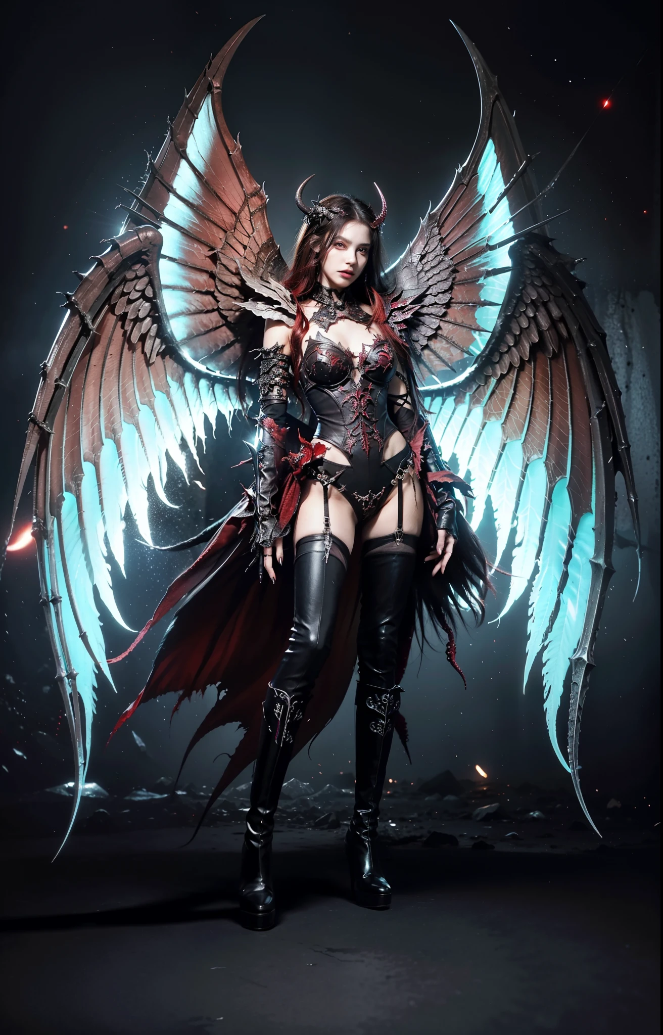 beautifully,box full of swords images,wing, succubus theme,fallen angel,Excellent,scary,secret horror,tentacle,have eyes,uncanny valley effect,little beast blood moon,skull skeleton,vampire,Hellfire,female devil,Swarovski crystals,vampire公主,Frosted arm gloved fingers,Wear high heel boots,Holy Angel Armor