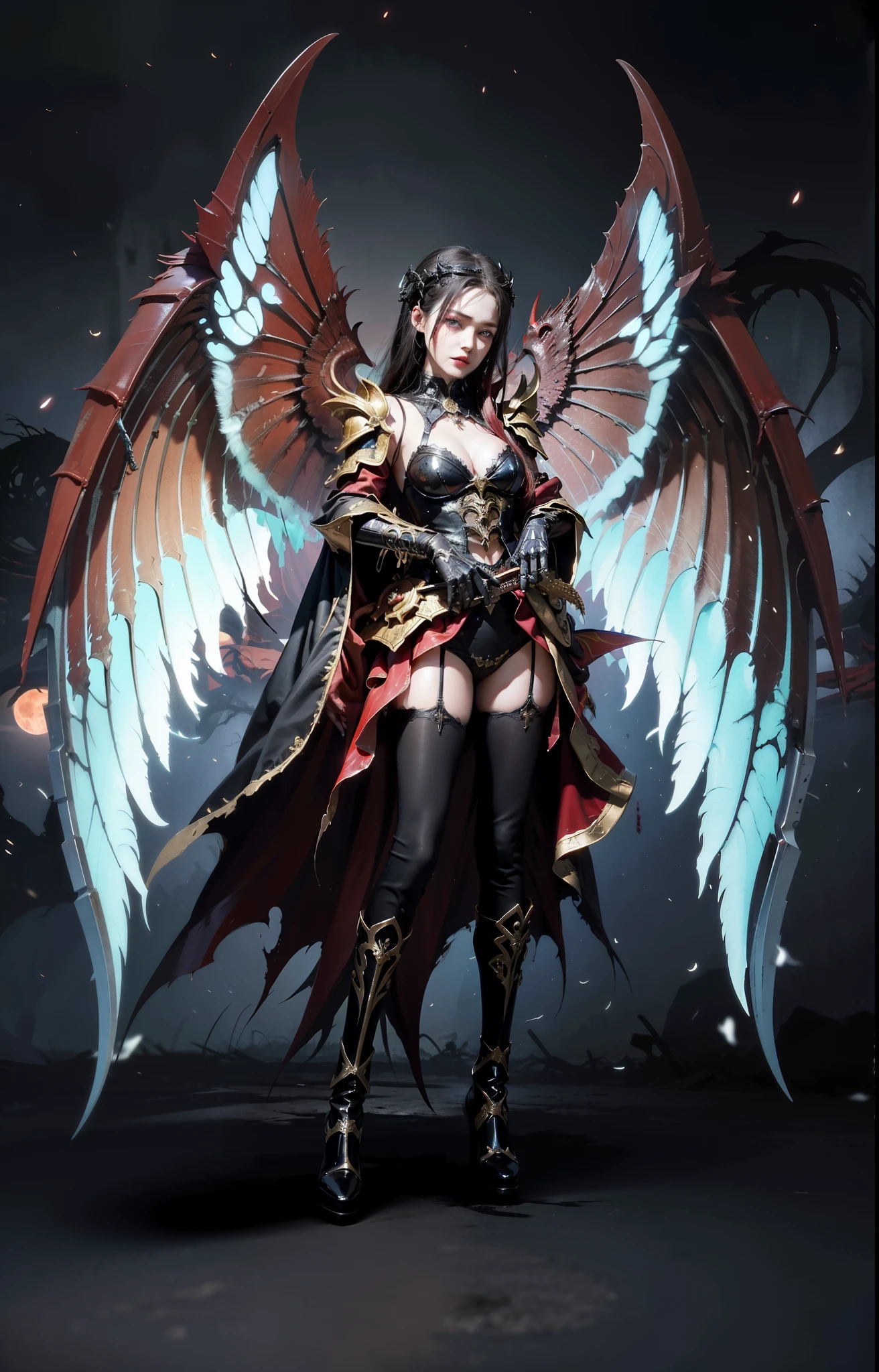 nice photos,Picture of box full of swords,wing, succubus theme,fallen angel,Excellent,scary,secret horror,tentacle,have eyes,uncanny valley effect,little beast blood moon,skull skeleton,vampire,Hellfire,gloss gel coat,Holy Angel,blood moon queen,armor,Wear high heel boots,wear gloves,Angel Armor