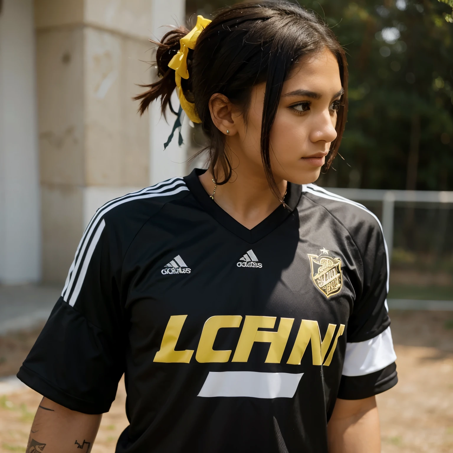 Customize black soccer jersey, blanco y dorado con un lobo