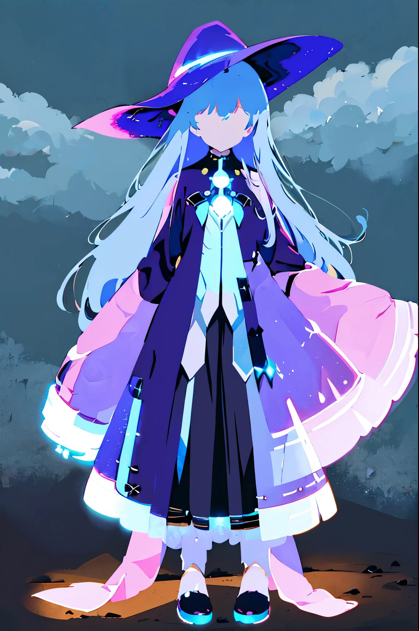Super shiny hologram metallic clear bodysuit、bold pose、perfect lighting、Holographic metallic clear bodysuit, A girl with long silver hair wearing a witch hat stands alone in an outdoor scene. The sky is filled with fluffy clouds, creating a beautiful backdrop. The girl's hair is intricately detailed, flowing freely in the gentle breeze. Her witch hat is adorned with intricate patterns and adds a touch of mystery to her appearance. The sky above is a vibrant shade of blue, with scattered clouds creating a dreamy atmosphere. The day is bright and sunny, casting a warm glow on the surroundings. As the girl gazes upwards, she is captivated by the sight of a crescent moon visible amidst the daylight. A bird flies gracefully across the sky, adding to the sense of tranquility. This artwork is a masterpiece, with ultra-detailed features that bring the scene to life. The artwork showcases the beauty of nature and the enchantment of the witch's world.