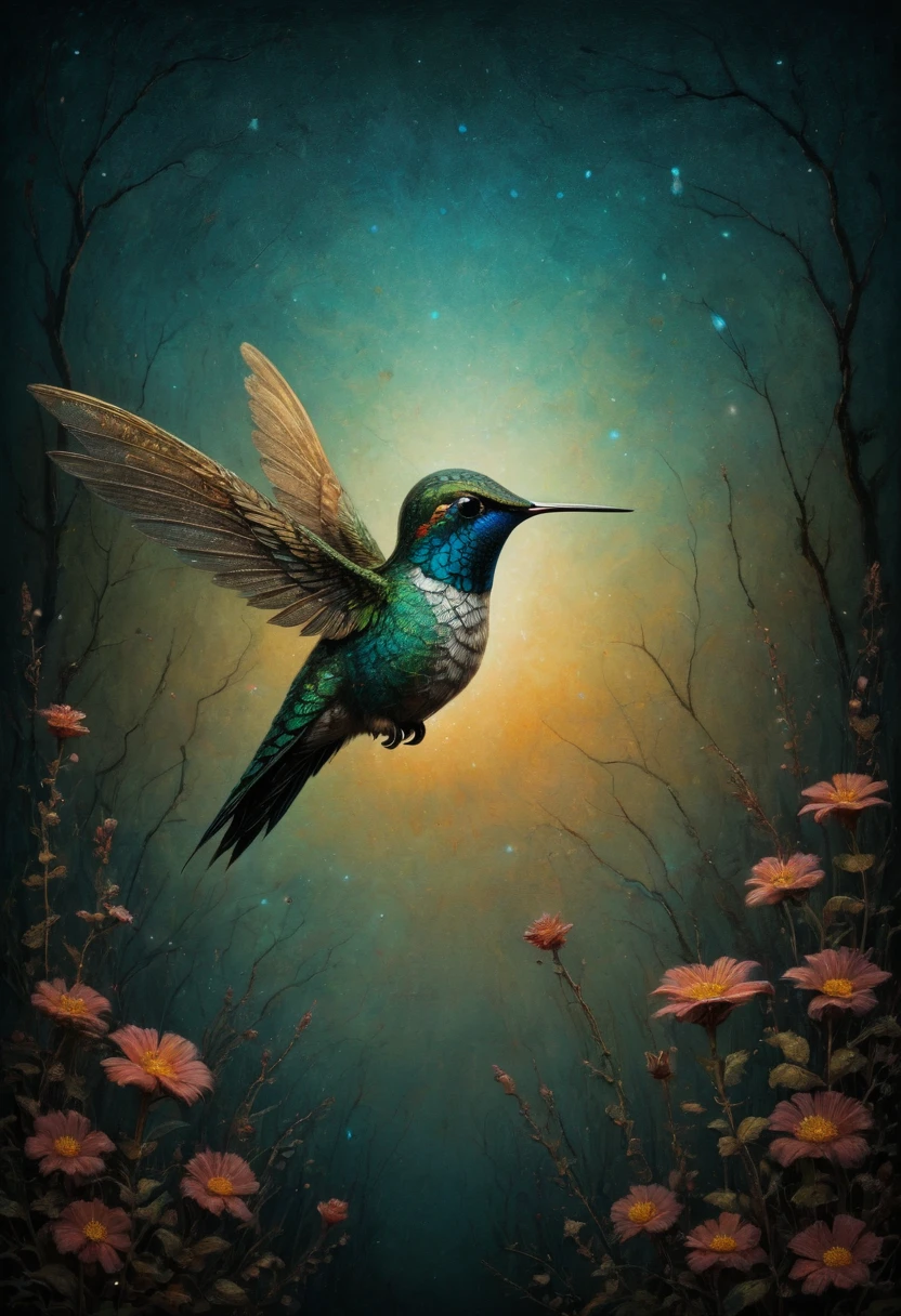 Hummingbird by Andy Kehoe, anime realism, best quality, masterpiece, 8k, Representative work, official art, Professional, Ultra intricate detailed