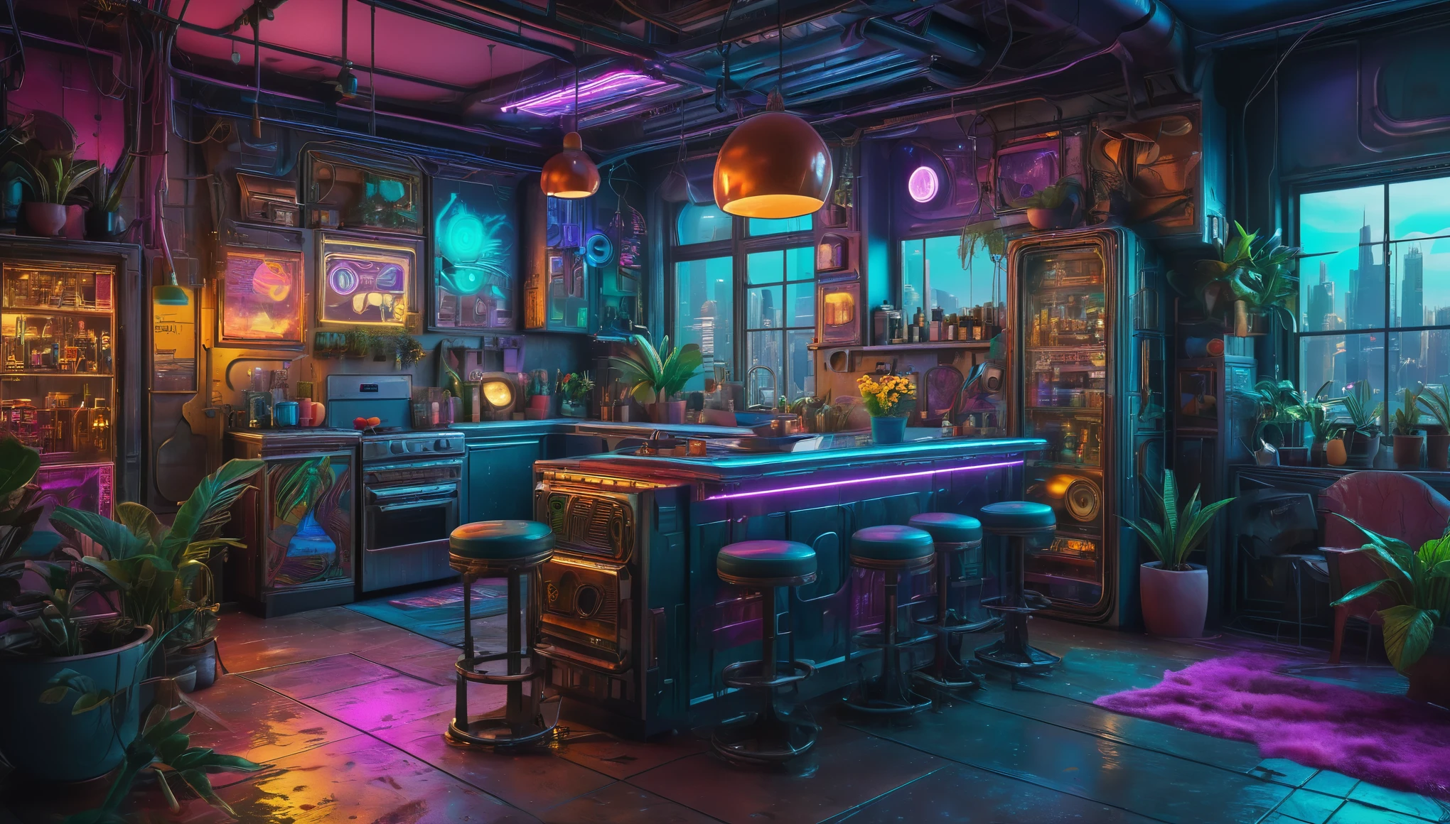create an image demonstrating the style of ((Lunarpunk)) style, hyper realistic, 8k, vibrant colors, sharp crisp image