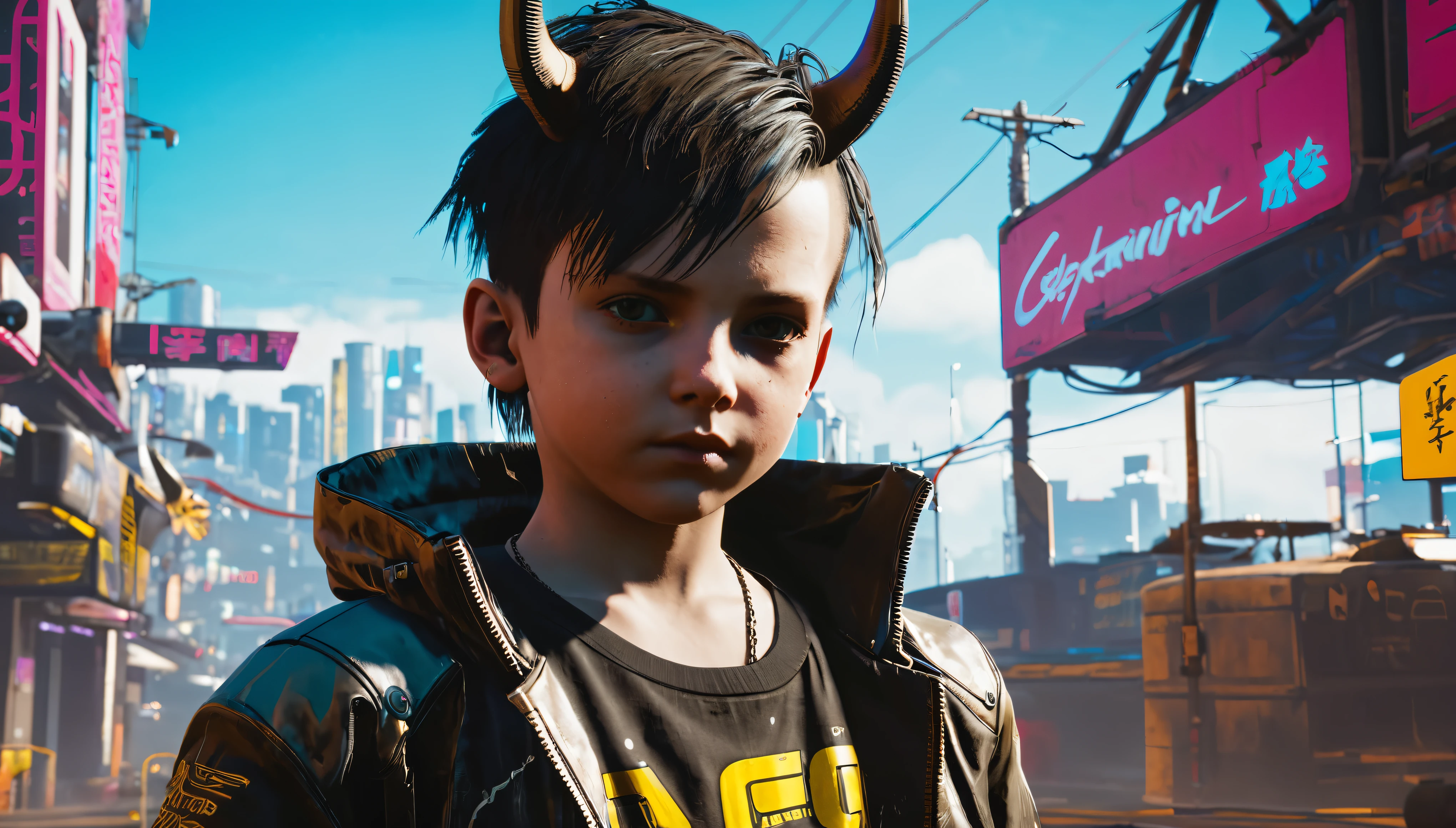 cyberpunk 2077 estrelado pelo personagem principal de ico, um chamado Ico que nasceu com chifres
