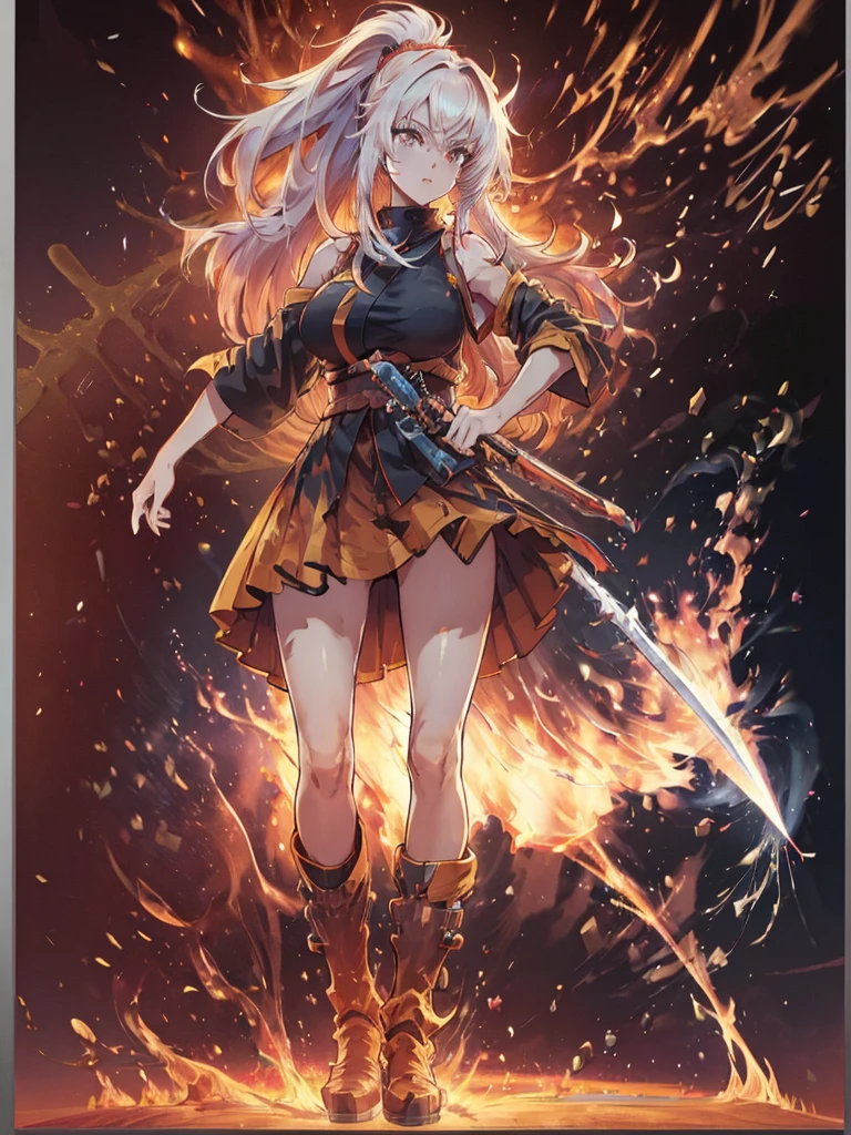 (masutepiece, best quality), (perfect athlete body: 1.2), (detailed hair), ultra-detailed, anime style, full body, cyberpunk ninja girl, Japanese hairstyles, wield a giant flaming sword, standing in the desert, Use high-tech boots, 8K high resolution, trend art station, white background, standing in the desert, full body, (masutepiece, best quality), (perfect athlete body: 1.2), (detailed hair), ultra-detailed, anime style, full body, cyberpunk ninja girl, Japanese hairstyles, wield a giant flaming sword, standing in the desert, Use high-tech boots, 8K high resolution, trend art station, white background, standing in the desert, full body,