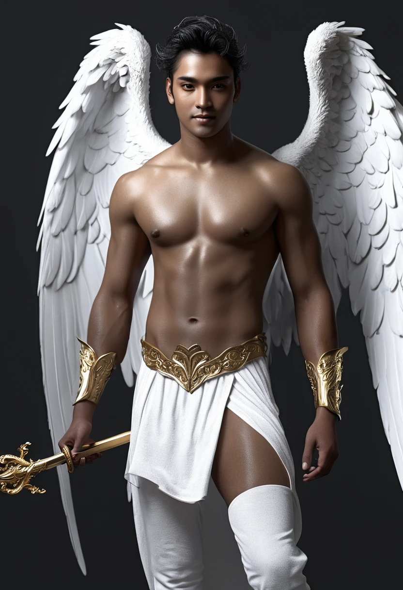(((dark-skinned))), He was so beautiful, so beautiful that he didn't resemble a mortal at all. Although tall, it does not give people a sense of oppression at all, and the slender melon seed face seems to break when touched. He seems to be an angel trapped in mortal wombs, and does not belong to mortal dust at all. That dreamlike beauty, his light blonde hair resembled a rare metal that captures light, and his eyes resembled blue gems from another world. Even the darkness seemed to be afraid of him because of fear, it was clear that it was late at night, but he was bathed in moonlight, and his whole body was shining, like a god coming on a whim. He is like the ancient royal family depicted in famous paintings, as if he is not an earthly person, and he is indescribably beautiful. With large wings and falling feathers behind him, he was like a divine residence descending from heaven, wearing a white-gold robe, sacred and elegant