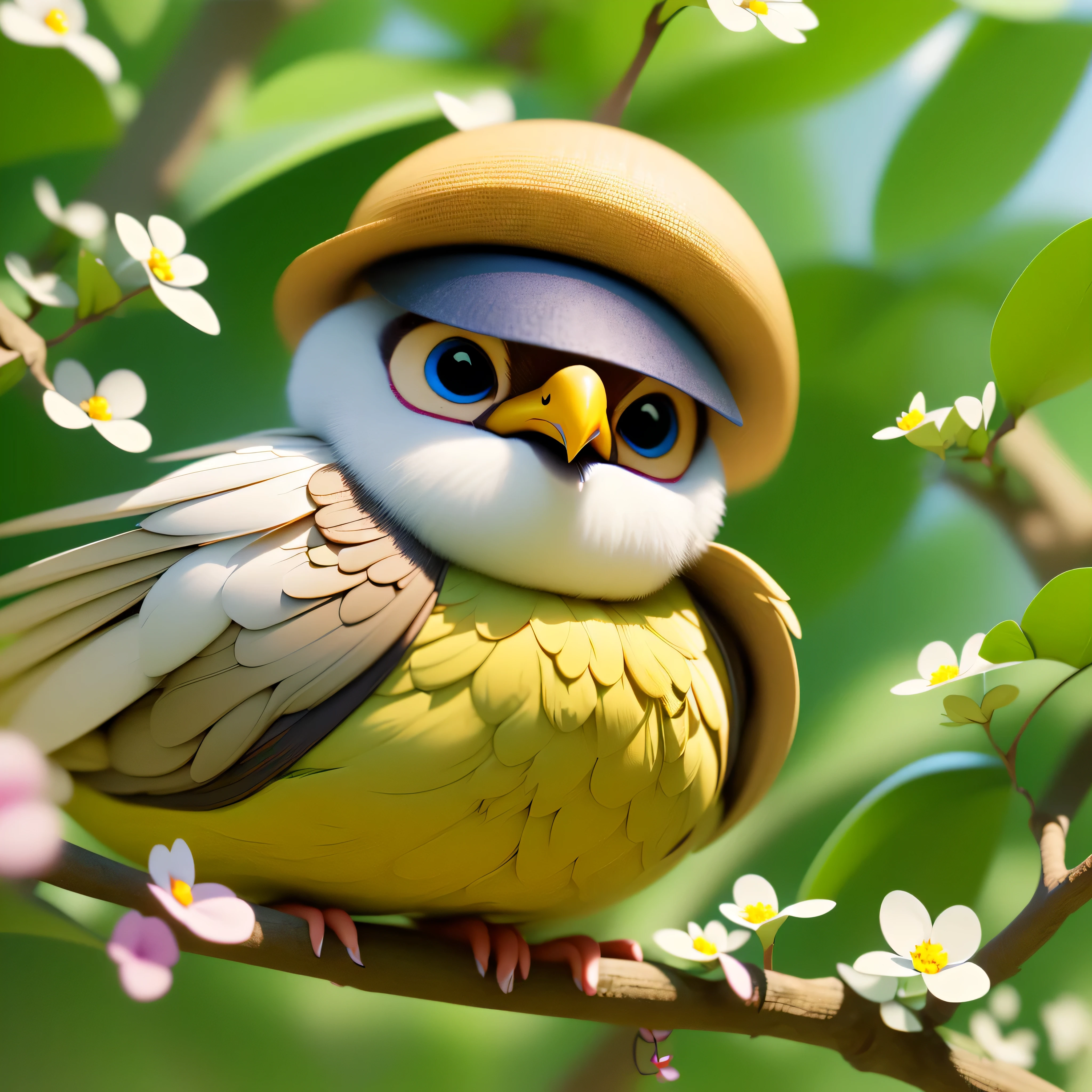 "Sparrow bird with open wings spread upwards perched on a cherry blossom branch", Style-Glass, ((epic tmasterpiece, ultra best quality, detailed, ultra sharp focus, ultra high-resolution, ultra high-definition, UHD, HDR, vibrant DSLR vivid)), colorful lighting, reflection