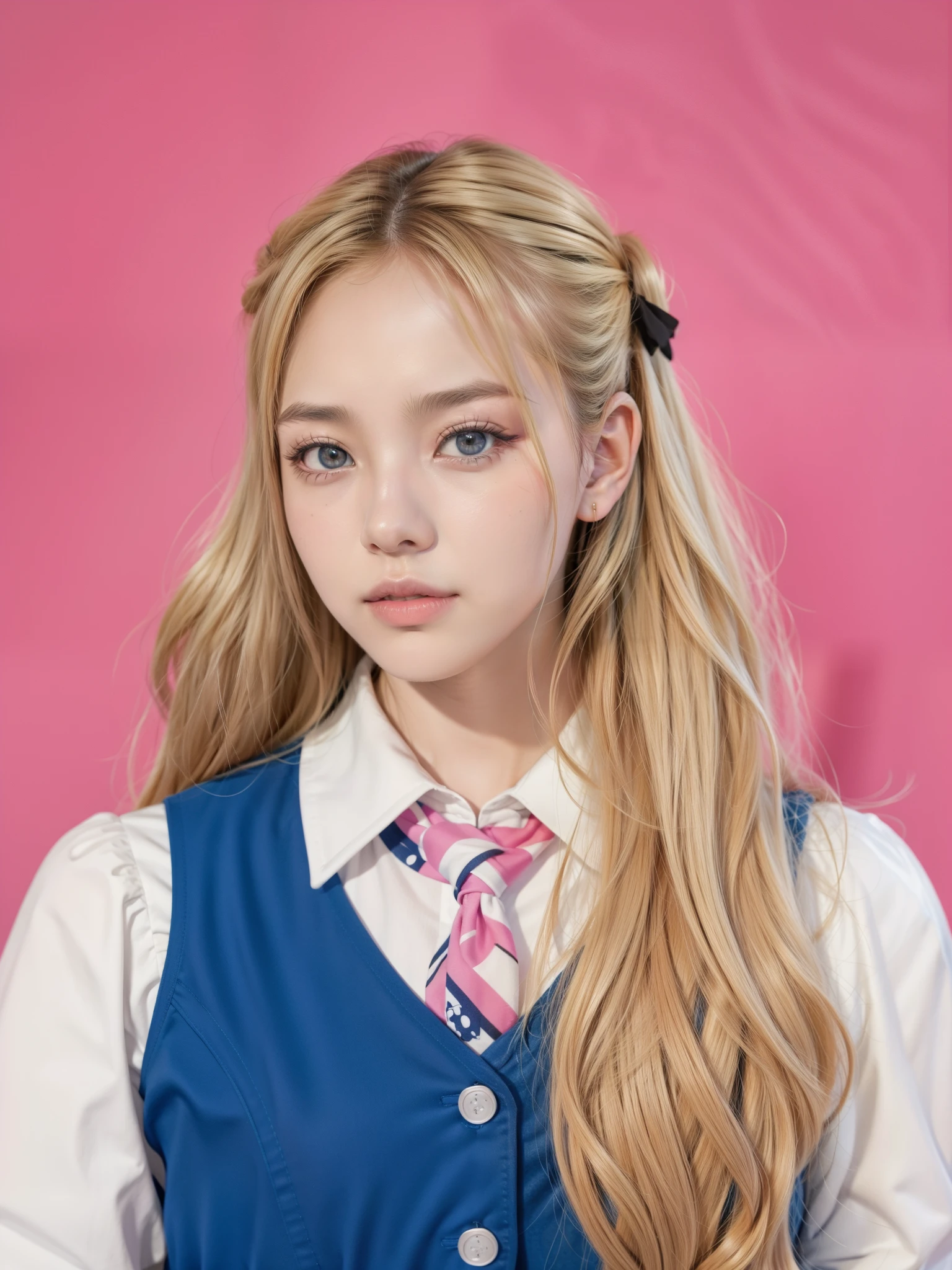 un primer plano de una persona que llevaba un chaleco azul y una corbata, portrait of jossi de blackpink, parque roseanne de blackpink, jossi de blackpink, Lalisa Manobal, Jennie rosa negra, Lalisa Manoban de Blackpink, jaeyeon nam, Kpop idol portrait, inspirado en Yanjun Cheng, sakimichan