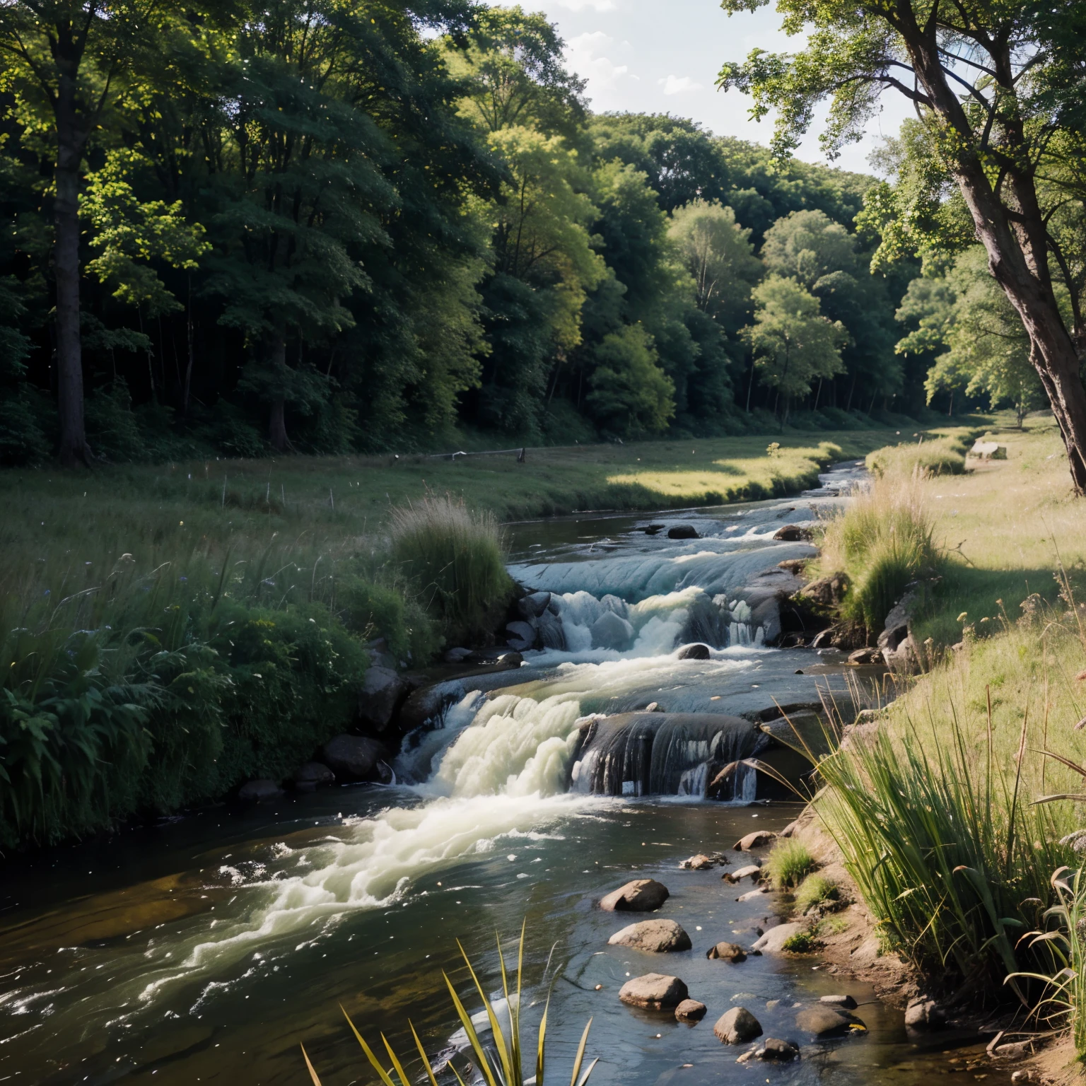 Grassland, stream, wide natural forest