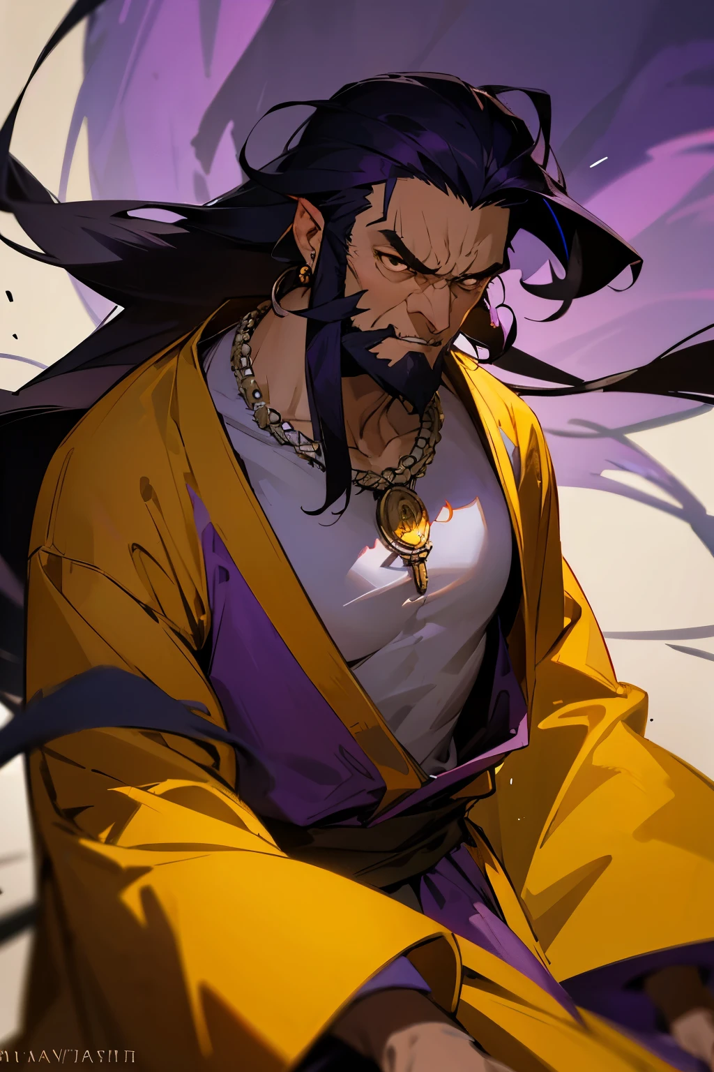 1 male, sweating, open mouth, drooling, wet, wet, sweaty pectorals, sweaty abs, sweaty crotch, golden costume Hanfu, dragon robe, handsome face, evil, highest quality, dark skin, high ponytail long hair, detail Hanfu, wearing arm guards, armor, ancient Chinese military boots (boots), looks like a general, squat, forked legs squat, half squat, sweat under the crotch, crotch shape, crotch sweat, long legs, leg contour, thigh close-up, calf close-up, perfect legs