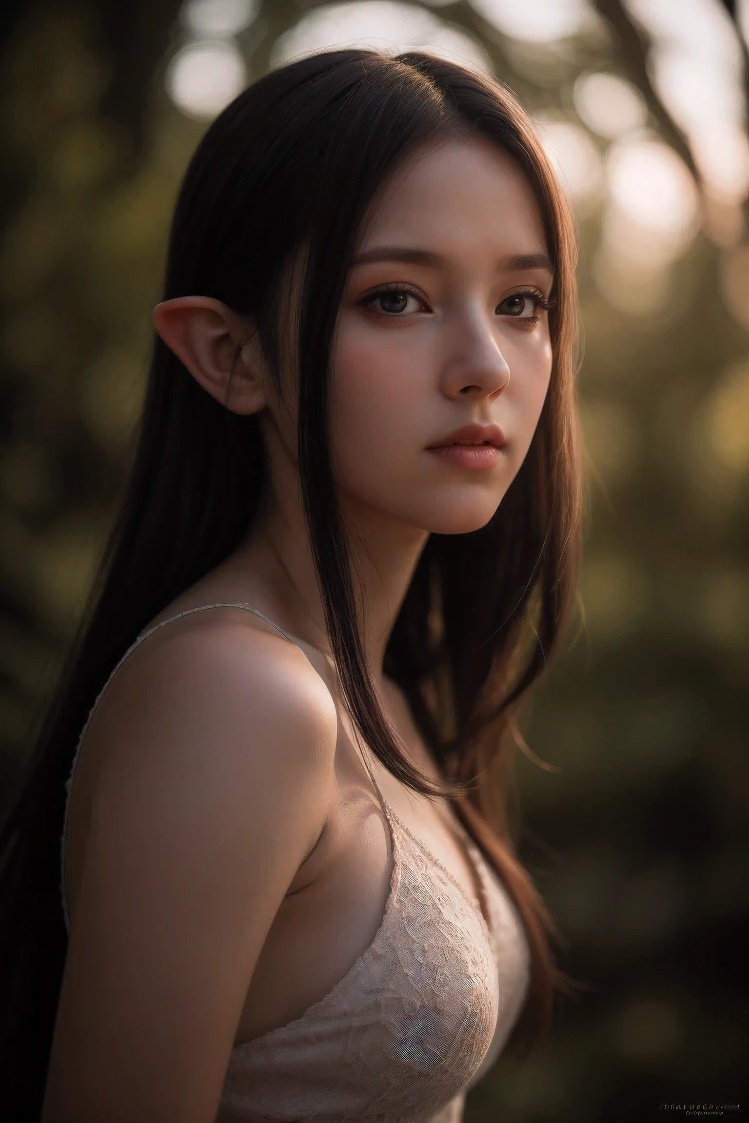 elf princess, outdoor portrait photography,生of,16k,ultra high resolution,movie shot,twilight lighting,Volumetric lighting,戲劇性of燈光,(锐利of焦点,lifelike,realism,depth_of_venue:1.5),