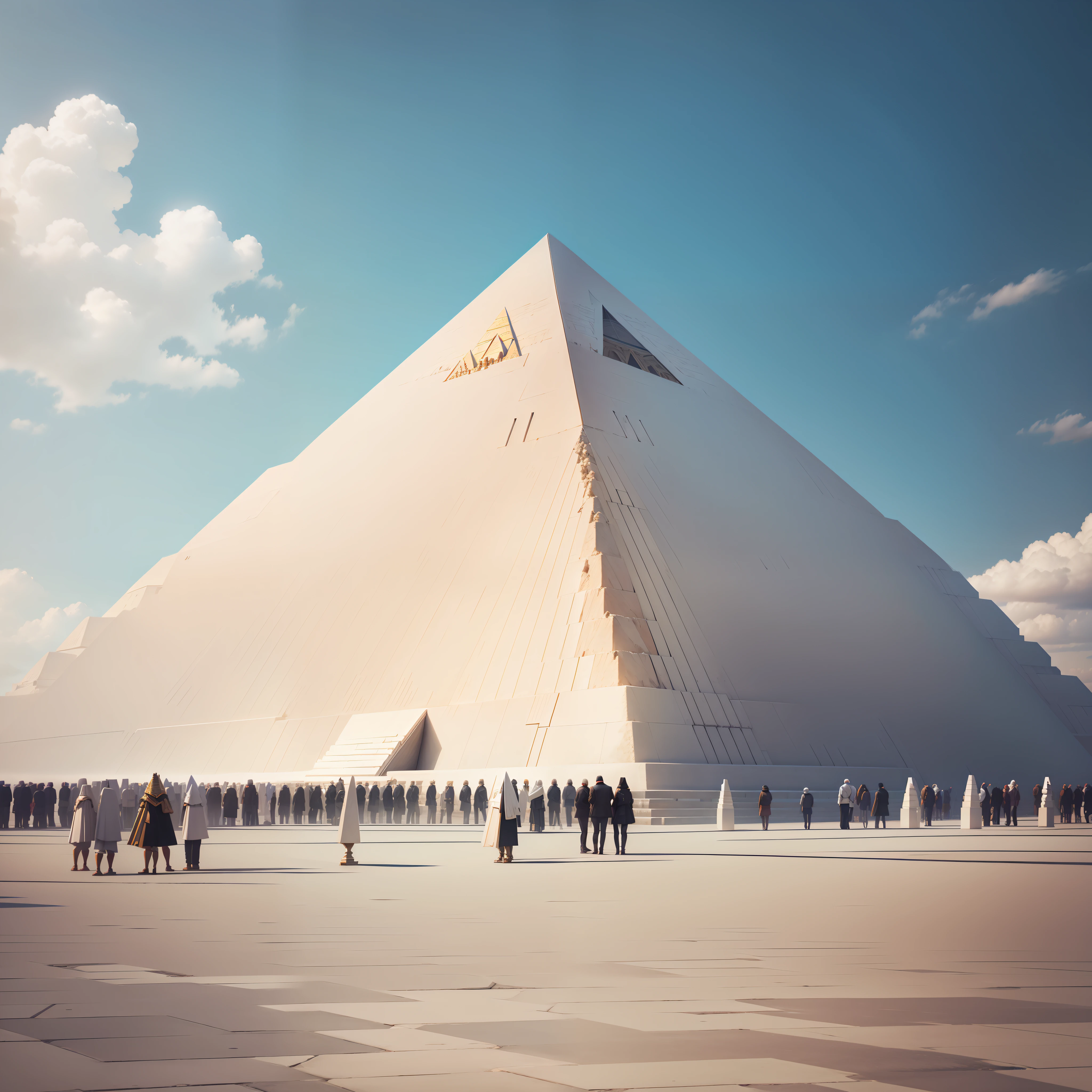 pyramid lined with polished limestone blocks, bright white appearance --auto --s2