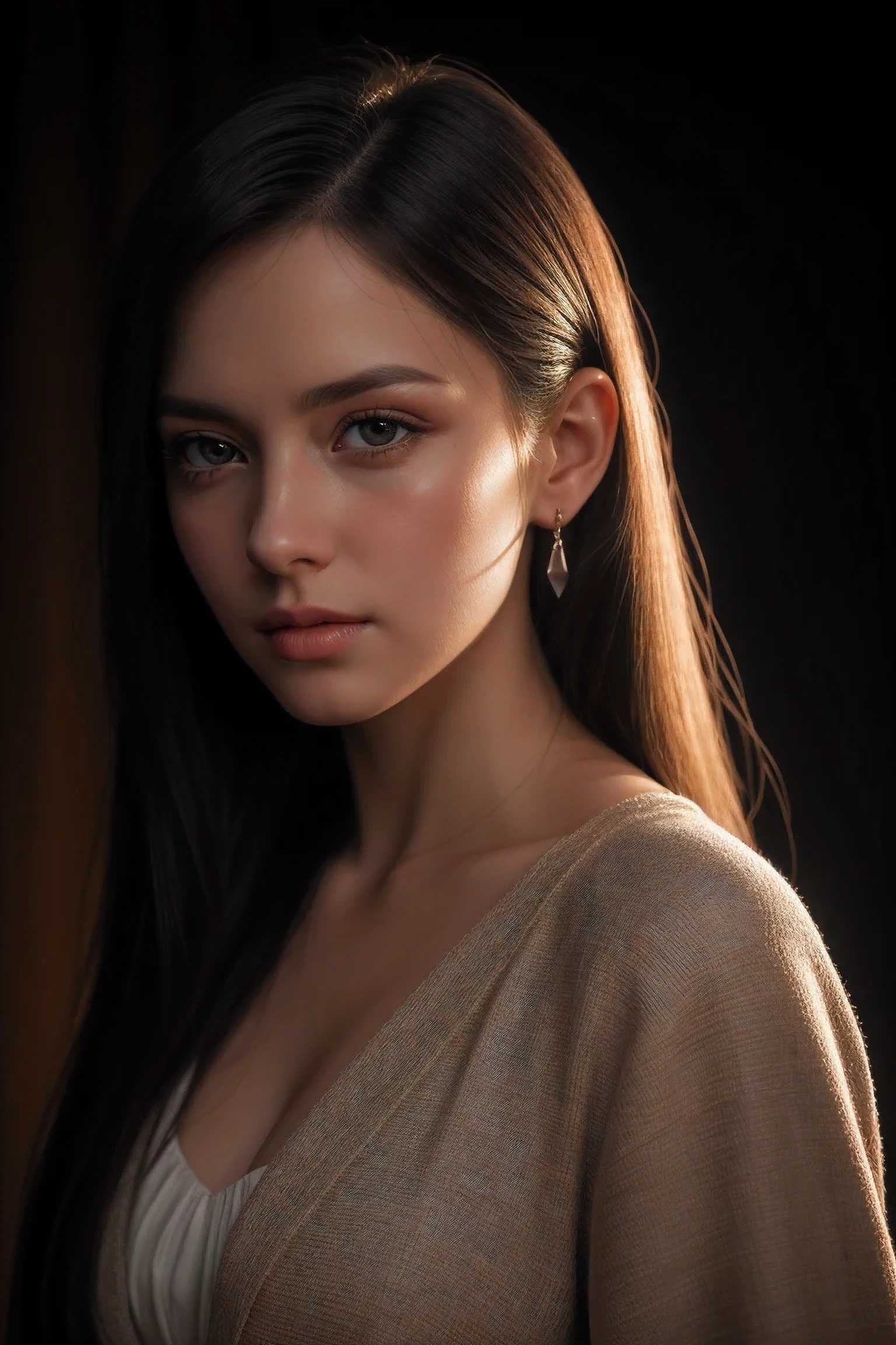 Cowboy shooting,european women, 年轻of, modern, dress, studio lighting, professional setting,生of,16k,ultra high resolution,movie shot,twilight lighting,Volumetric lighting,戲劇性of燈光,(锐利of焦点,lifelike,realism,depth_of_venue:1.5),