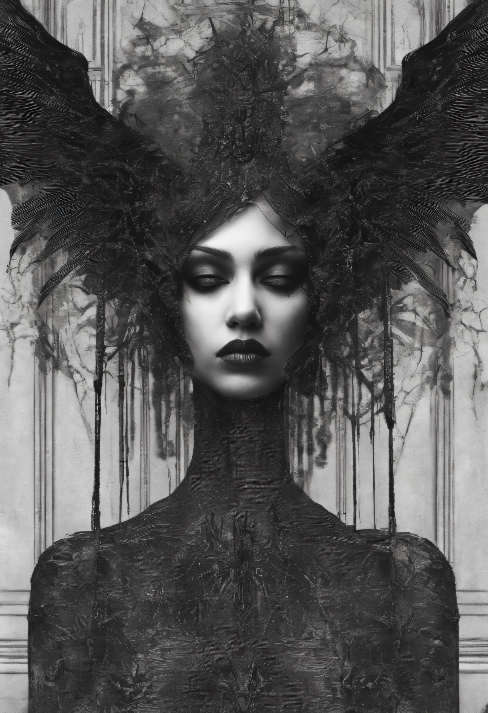 (Very old photograph only in sepia color), ((in full shot:1.2), (low-angle ground view,) (a large LeMarchand Cube Puzzle as the central figure from the movie Hellraiser, surrounded by cenobitic female characters1:3), black lipstick, scream and anger, (black eyeball), symmetrical cut on the face, (dozens of nails in the head, frightened, horrified, terrified, insane, disgusting, disturbing, disturbing, Impactful, vintage, old film, (painting and surreal landscape (inspired by Zdzislaw Beksinski and Wayne Barlowe), director Fritz Lang credits, science fiction, dynamic composition, gritty textures, shadows and highlights, bright costumes, excitement and adrenaline, cosmic horror influences , sinister composition, macabre atmosphere, high contrast, deep shadows, mysterious atmosphere, vintage film grain effect, horror elements, retro film noir aesthetic, monochromatic color scheme, elements of suspense and mystery, of the mind Creative by Fritz Lang, eye-catching visuals, innovative visual effects, gripping plot, thrilling horror with a twist. photorealistic, cinematic film, Ultra detailed, RAW photo, cinematic, artstation style, concept art, masterpiece, 8k, black and white, realistic textures, 3D rendering
