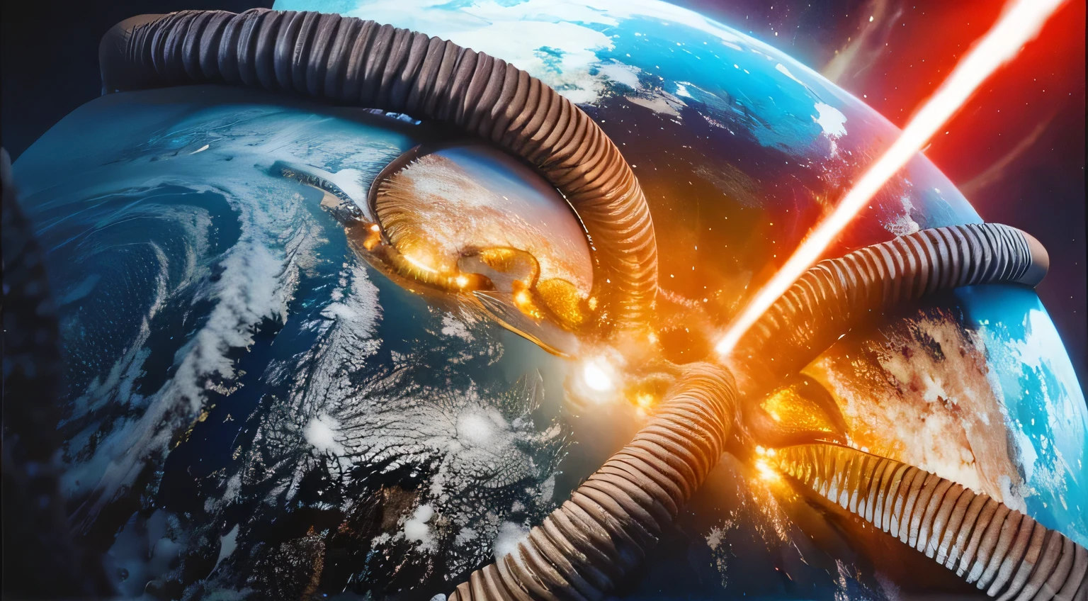 core of planet Earth with tentacles, cinematic, Realista