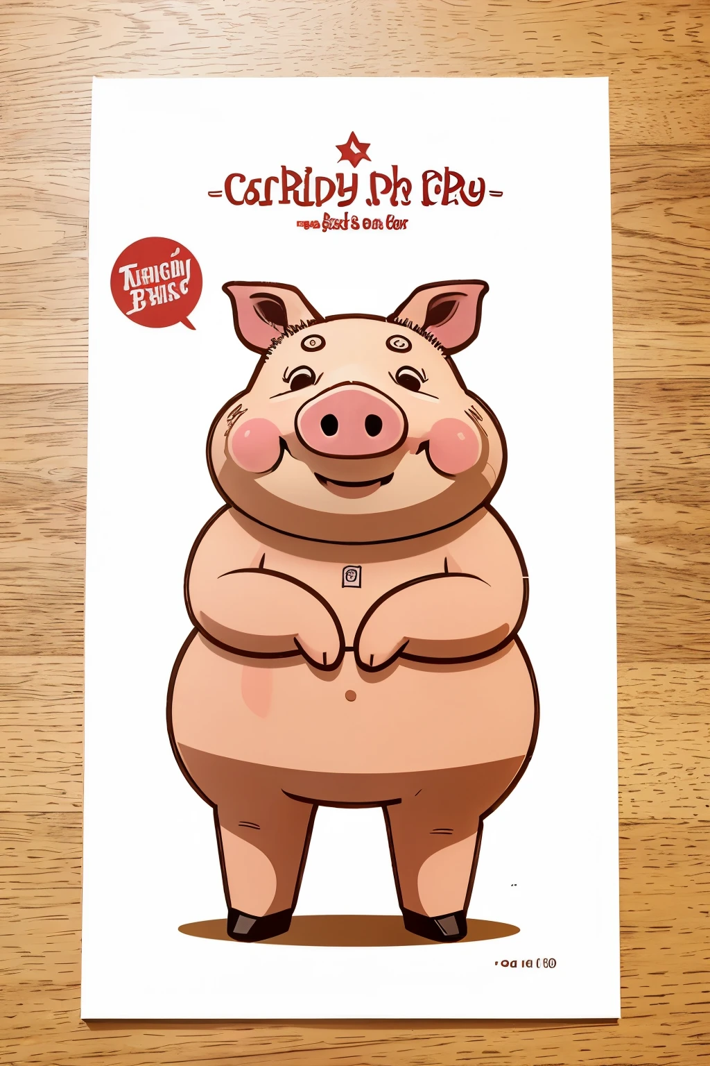 a label that contains a cartoon of a friendly little pig, with text train bão sô
