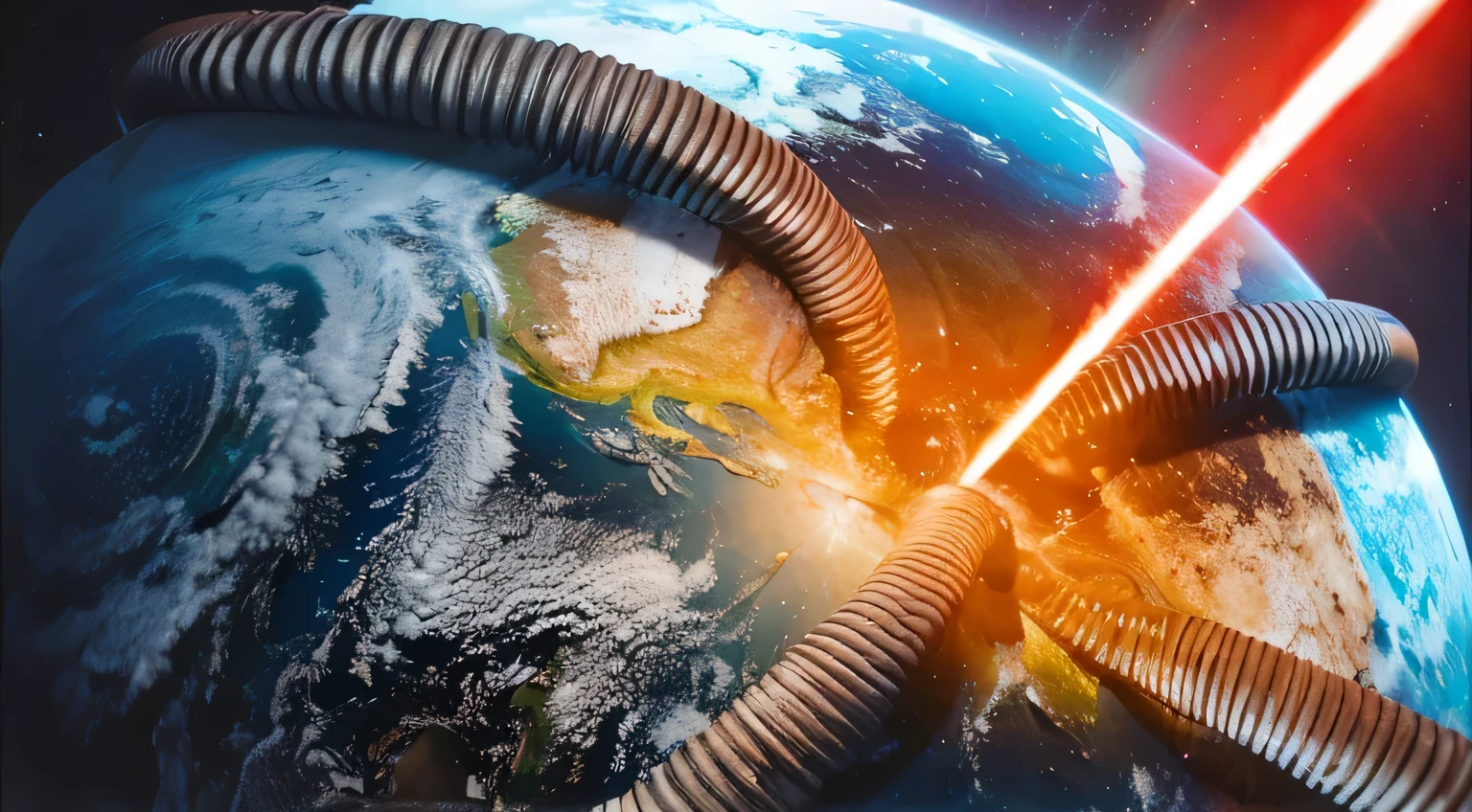 core of planet Earth with tentacles, cinematic, Realista