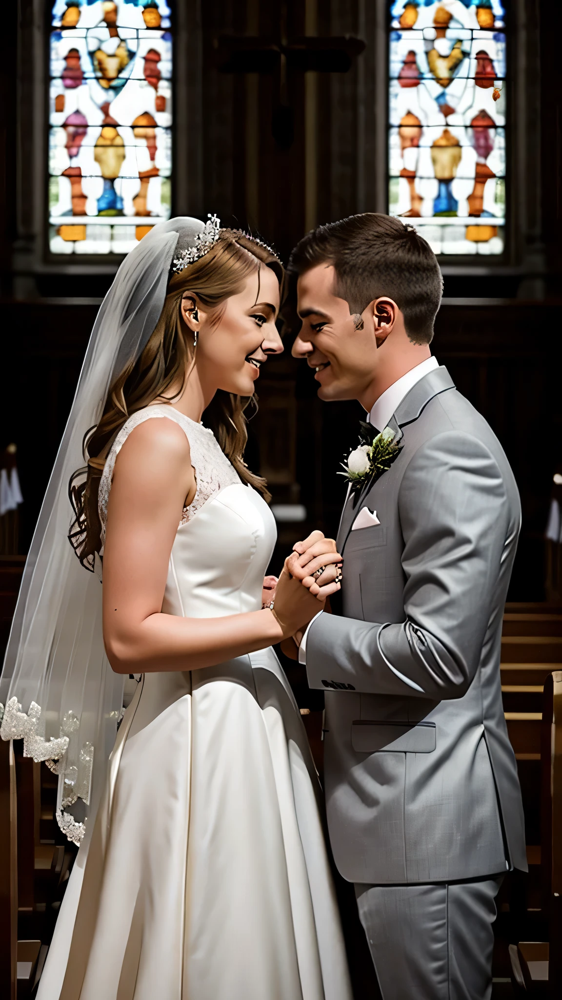 A couple getting married in church