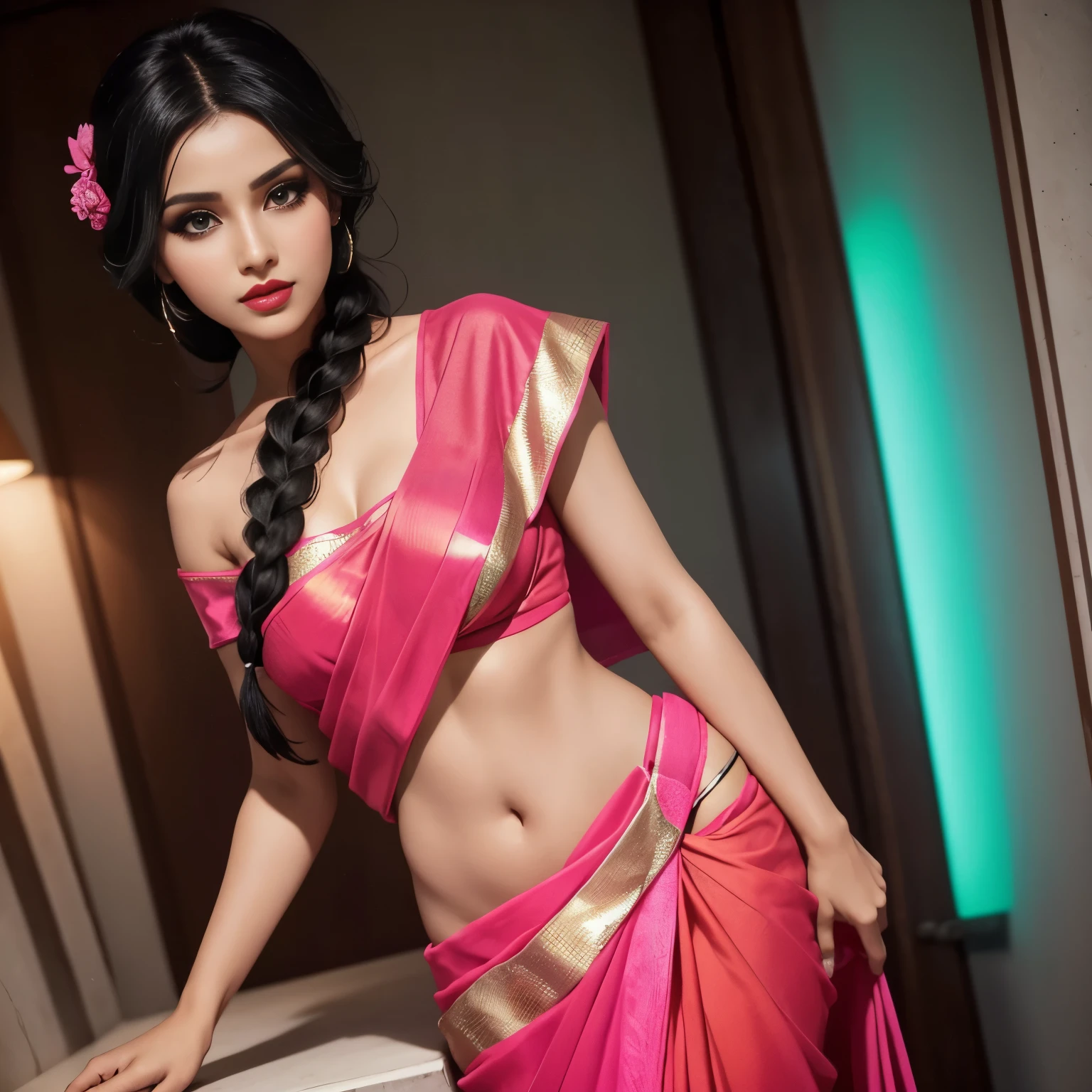 Indian goddess women, black hair, Realistic, smelling, shy, blush, pauting, licking lips, expressions, ear blush, full blush, naughty, Surrealism, 8k, super detail, masterpiece, masterpiece, masterpiece, retina, UHD, super detail, high quality, best quality, 1080P, HD, 16k, salwar suit, big breast and hips, dynamic, bride, breath holding, sari, front squad, squats, eating stroberry, mango eating