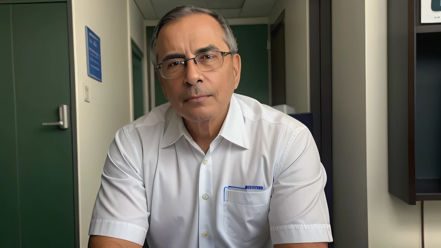 fotografia profissional, retrado de doutor medico longe, perto da parede, filme ainda, high resolution, 3K