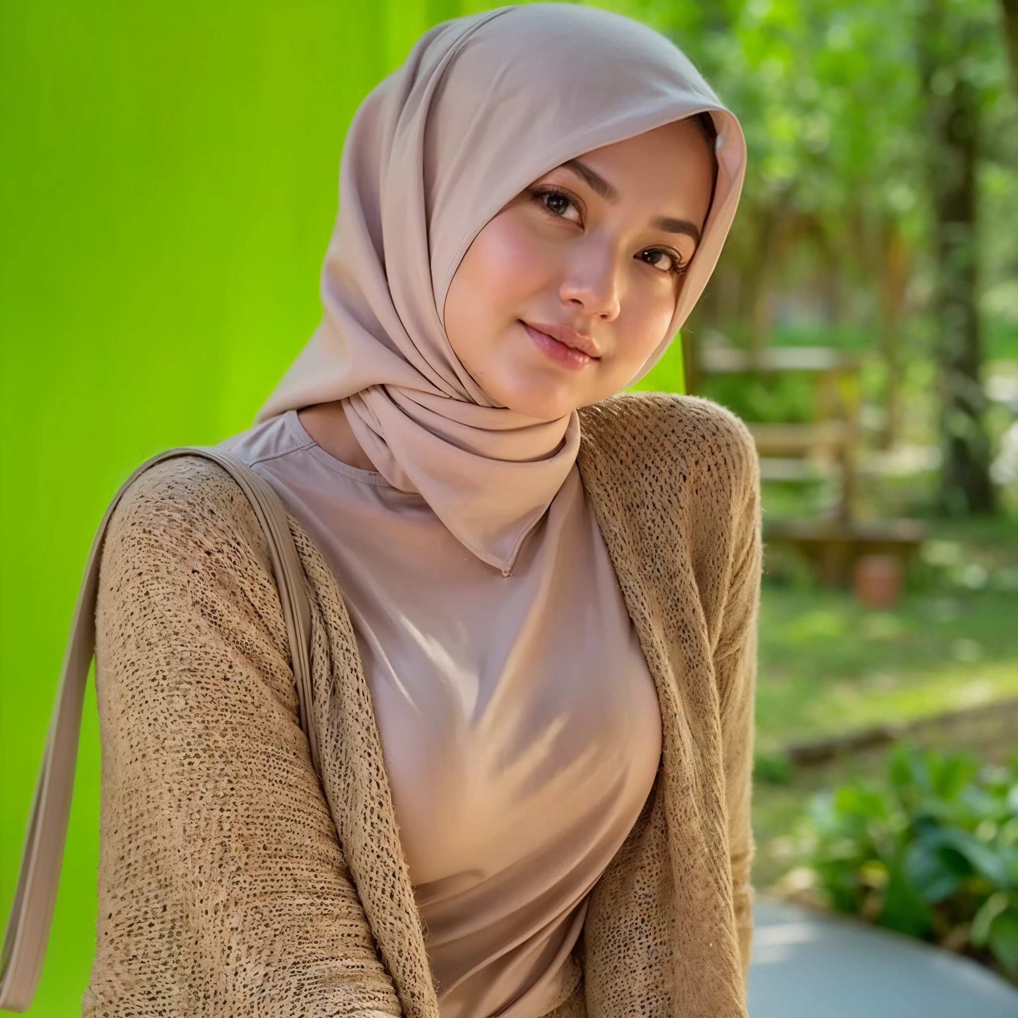 masterpiece, (ultra-high-definition portrait:1.4), Realistic, extremely detailed, CG unified, 8k, Clean lines, highly detailed, High-definition, raw color photos, she is smiling, Realistic portrait, Cinematic Light, Beautiful detailed, 1hijabgirl indonesian, (165cm tall, big breasts with very very tight clothes:1.5), Beautiful big breasts, breasts details, very tight, (Biggorgeous eyes, Soft smile with lovely look:1.5), (Fine face:1.4), Close up of a girl in Beautiful clothes with errcted nipple, biggorgeous eyes, Soft smile, scarf, (Beautiful Tight Clothing with curvaceous body:2), pose 4 of 1 6, Undress, No bra, (nipples that are clearly sticking out detail:1.2), Outdoors, high intricate detailed, float, cum on, Sense of truth, beautiful landscape forest, sexy lighting,