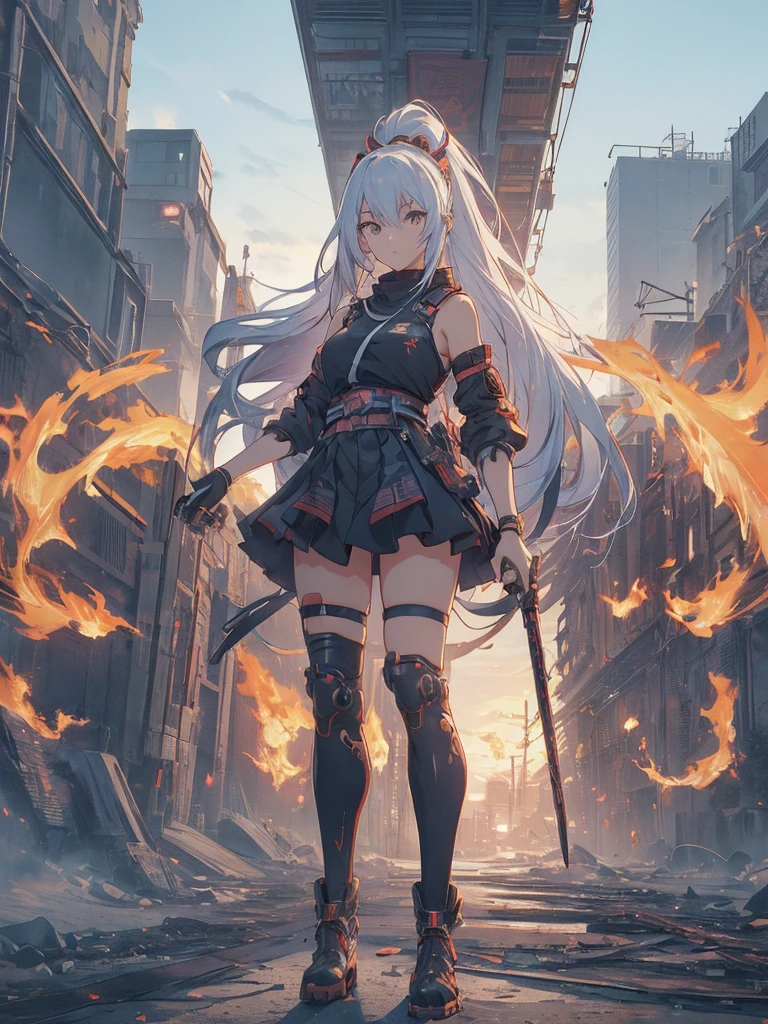 (masutepiece, best quality), (perfect athlete body: 1.2), (detailed hair), ultra-detailed, anime style, full body, cyberpunk ninja girl, Japanese hairstyles, wield a giant flaming sword, standing in the desert, Use high-tech boots, 8K high resolution, trend art station, white background, standing in the desert, full body, (masutepiece, best quality), (perfect athlete body: 1.2), (detailed hair), ultra-detailed, anime style, full body, cyberpunk ninja girl, Japanese hairstyles, wield a giant flaming sword, standing in the desert, Use high-tech boots, 8K high resolution, trend art station, white background, standing in the desert, full body,