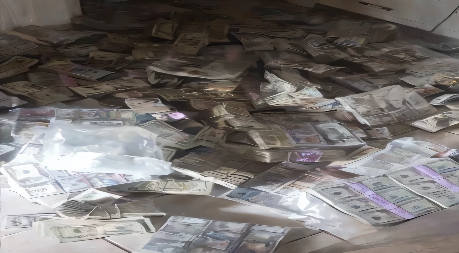 a close up of a pile of money on a floor, pounds of weed, bags of money, piles of money, made of money, 🚀🌈🤩, dollar bills body horror, 🔞🤡
