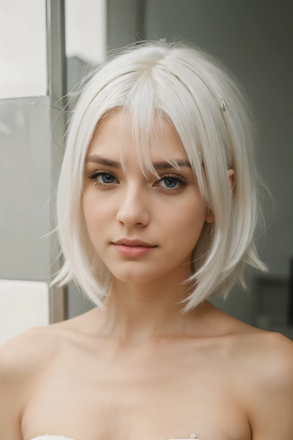 a beautiful girl with white hair