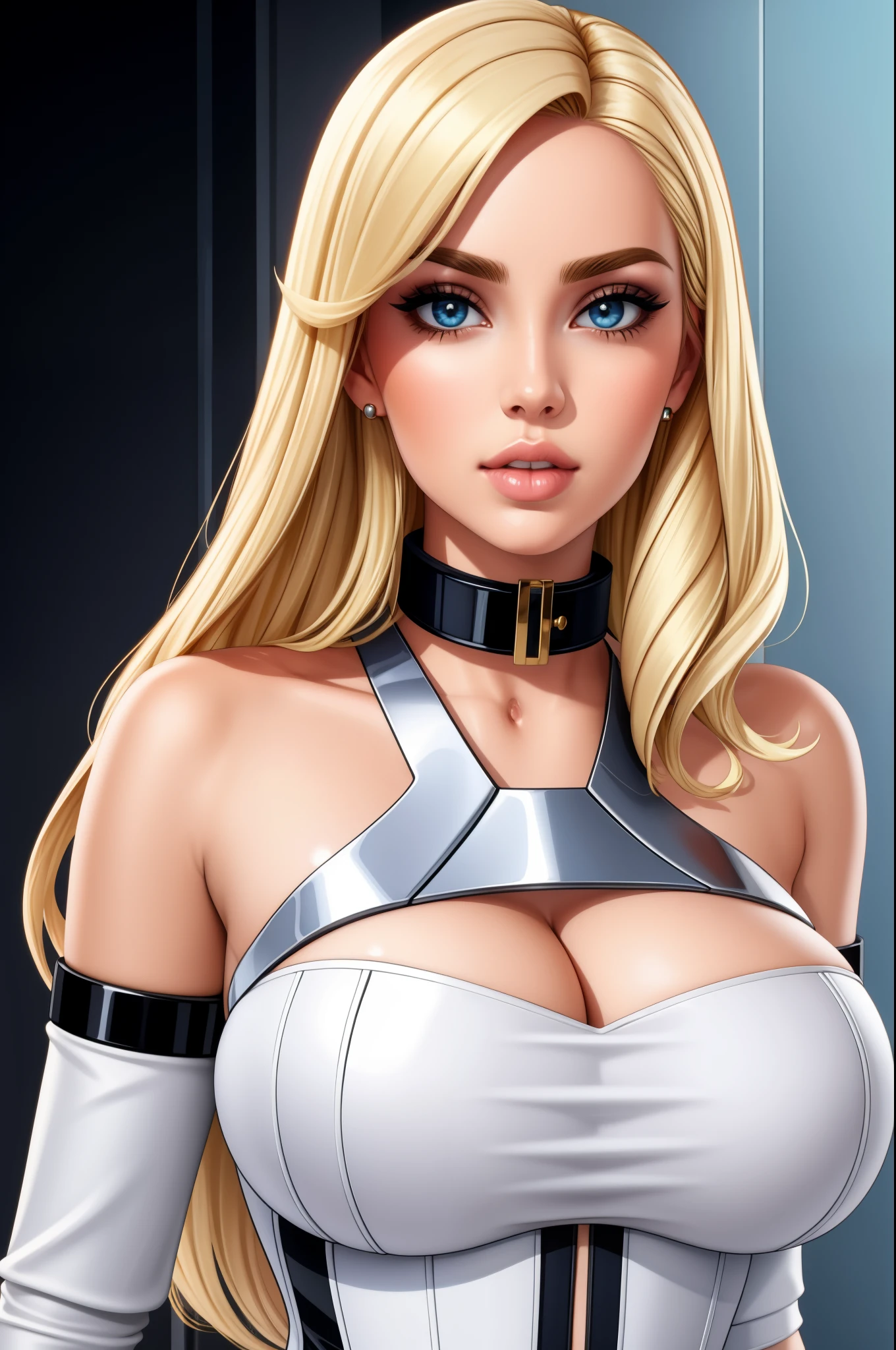 gorgeous woman, clone, barcode, blonde, slave collar