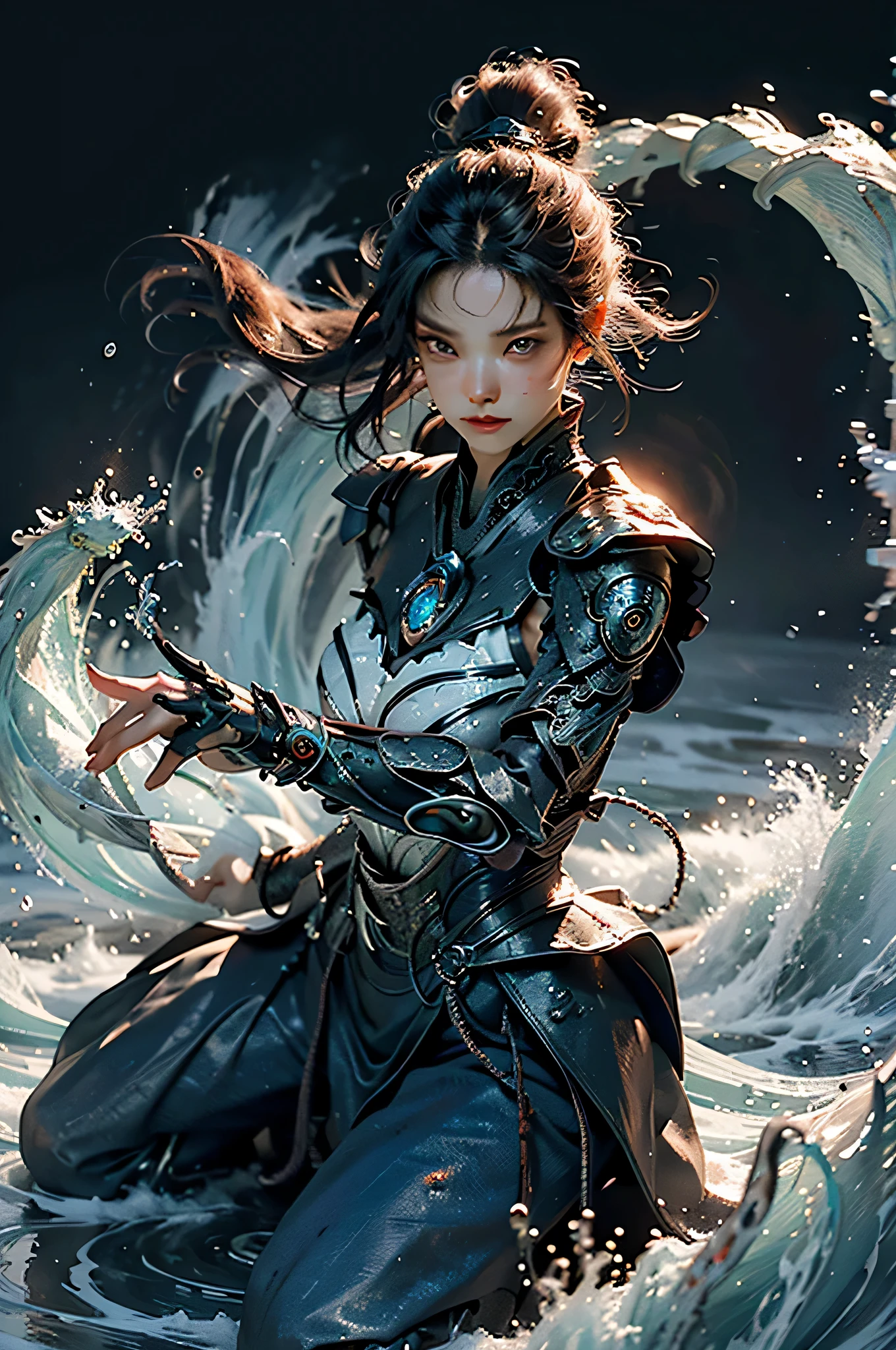 {{master piece}}, pinnacle rendering, realistic rendering, dark red rendering, metal rendering, {{color ink painting}}}, {{splash ink}}}, {{color}}, {{color}}, gorgeous rendering, best quality, illustration, flame, smoke, doomsday world, splash ink fire sea doomsday, full body, 1 girl, exquisite facial details, delicate facial features, fair face, beautiful detail eyes, deep pupils, broken city details, beautiful details long hair, Wave of Hair, Broken Detail Street, Transparent Mechanical Core, Cyborg Girl, Detail, Cool, Tight Fit, Lace Finish, Line Light Costume Finish, Light Rendering, Reflection, Highlight, Holy Light, Confidence, Glamour, Battle Stance Details Close-up, Fire Day, {Filigree}, Colored Background, A Dragon Stands Behind the Girl, Sea of Fire, {Tornado Special Effects}, Beautiful Details, (Cold Face, Confident) Great Depth, Depth of Field, 360°Panorama screen, fierce and grand battle scenes, broken mirrors, fingers all hidden and not displayed, small mouth closed