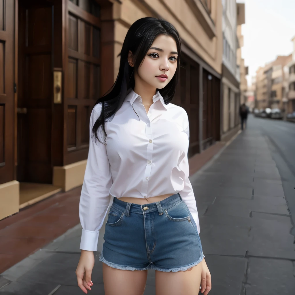 cute  girl, Height: approx. 160cm, brown eyes, bright and cute colored clothes, long straight black hair, masterpiece, 最high quality, 超high quality, high quality, High resolution, ultla High resolution, disorganized, 4k, 8K, 16k, very detailed, Complex, great shading, high contrast, realistic, photo realistic, RAW photo, photo shoot, super detailed illustrations, shortening, perfect anatomy, correct anatomy, perfect proportions, perfect face, perfect hands, perfect legs, perfect fingers