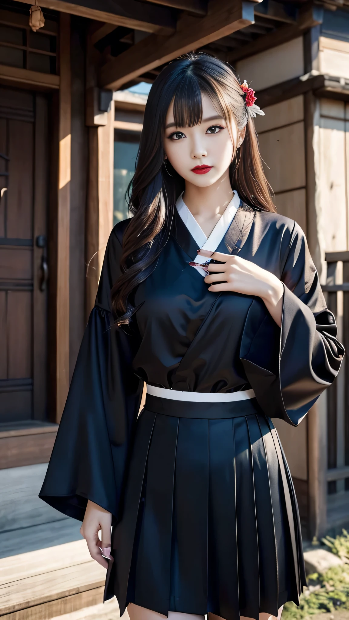 (masterpiece:1.5),(best quality:1.5),(Super detailed:1.3),(illustration:1.2),(8k wallpaper:1.2),(best quality:1.2),(Very detailed:1.2),(shorten),(Photorealism),(Photorealismistic),(Unreal Engine),(high resolution:1.2),(painting:1.05),(cross hatch)(best quality:1.1),(Surrealism:1.1),(Extremely detailed,fair),, panoramic,, 1 Girl,, (Shirt and layered skirt), , Smile,, Standing,, (on Okinoshima),, Japan,Okinoshima