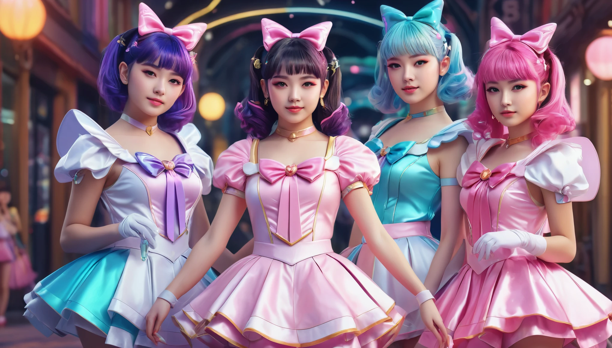 create an image demonstrating the style of ((Magical Girls)) style, hyper realistic, 8k, vibrant colors, sharp crisp image