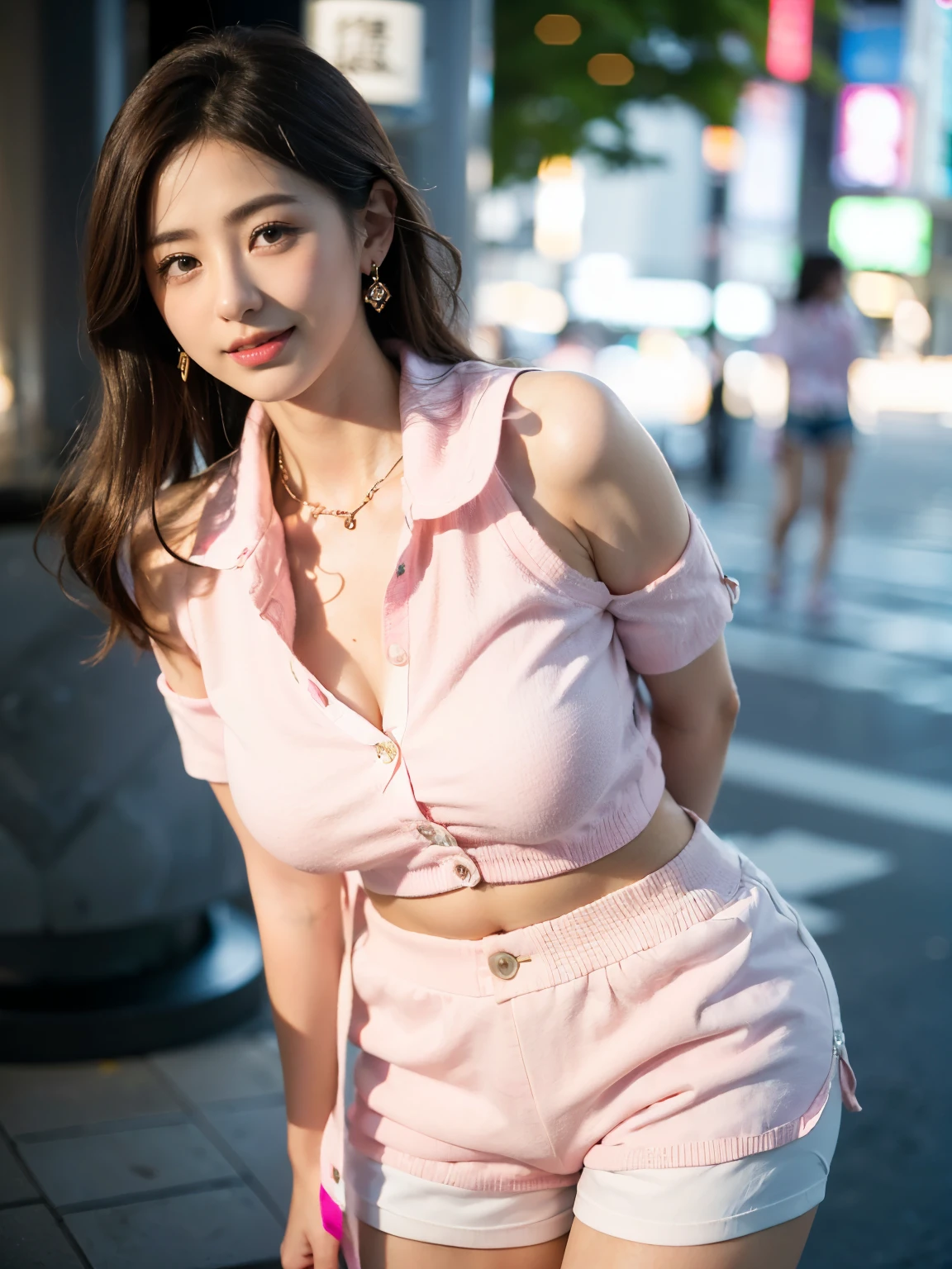 (Top Quality, 8k, 32k, Masterpiece, UHD: 1.2), 1 Girl, Beautiful Japan Woman, Thin Waist, 20 Years Old, (Girly Fashion), (Pastel Colors, Pale Pink, Ruffled Clothes, Clothes with Ribbons, Floral Tulle Skirt, Blouse with Lace, Socks with Ruffles, Loafer Pumps), Cinematic Light, (Bite Pose: 1.2), ( smile at the person you like),