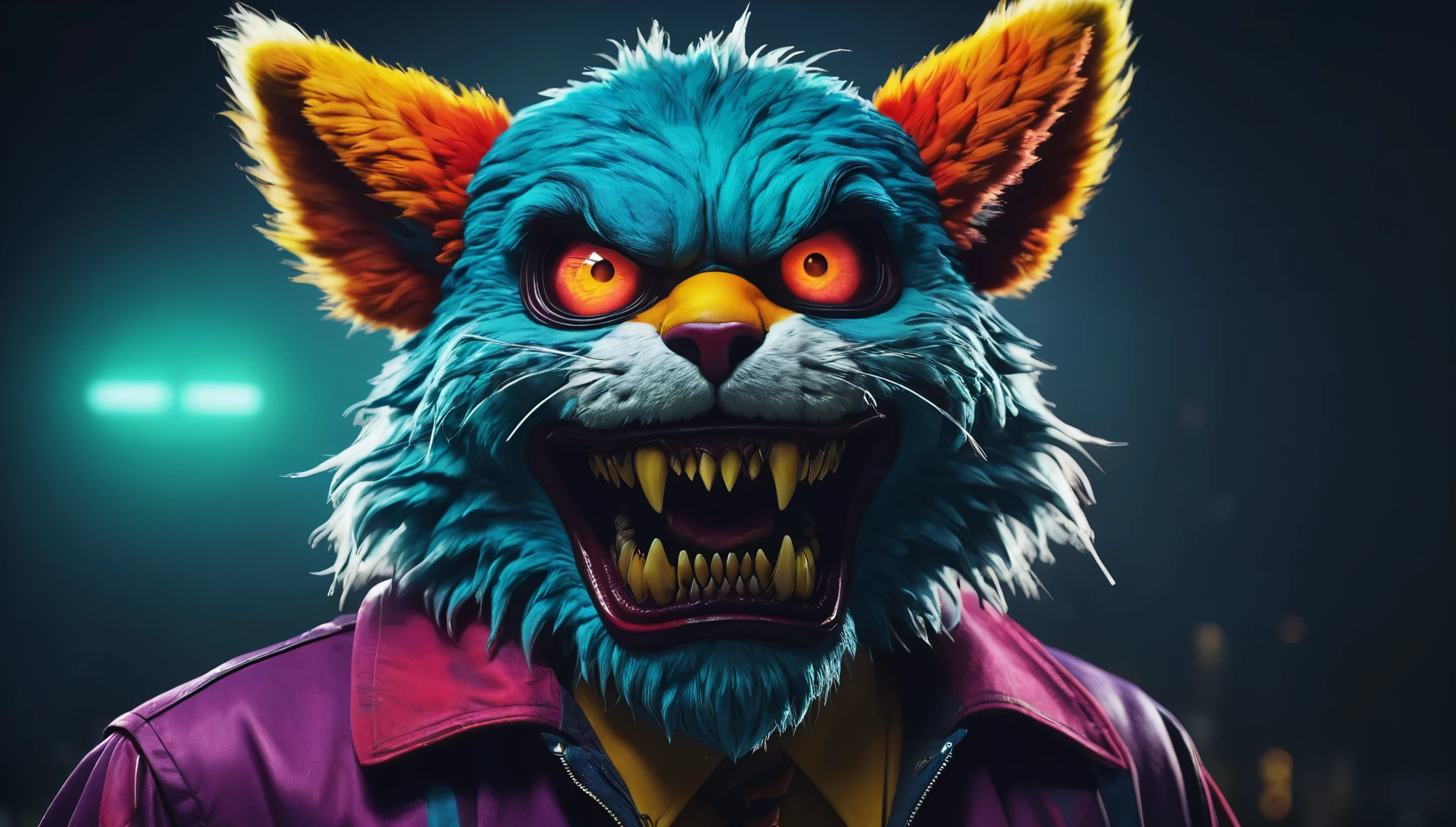 create an image demonstrating the style of ((Mascot Horror)) style, hyper realistic, 8k, vibrant colors, sharp crisp image
